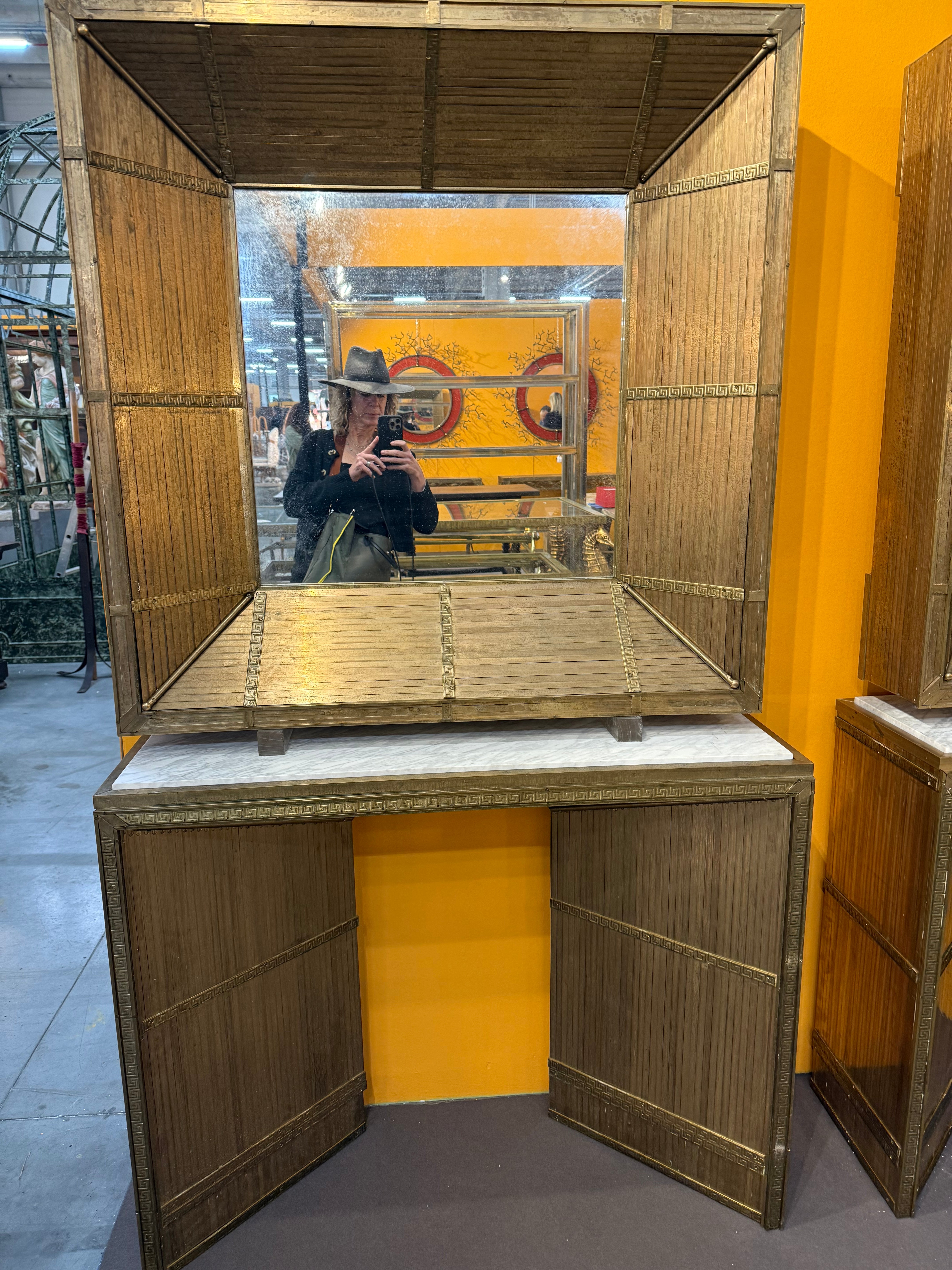 Midcentury Brass Inlay Mirror - Barcelona