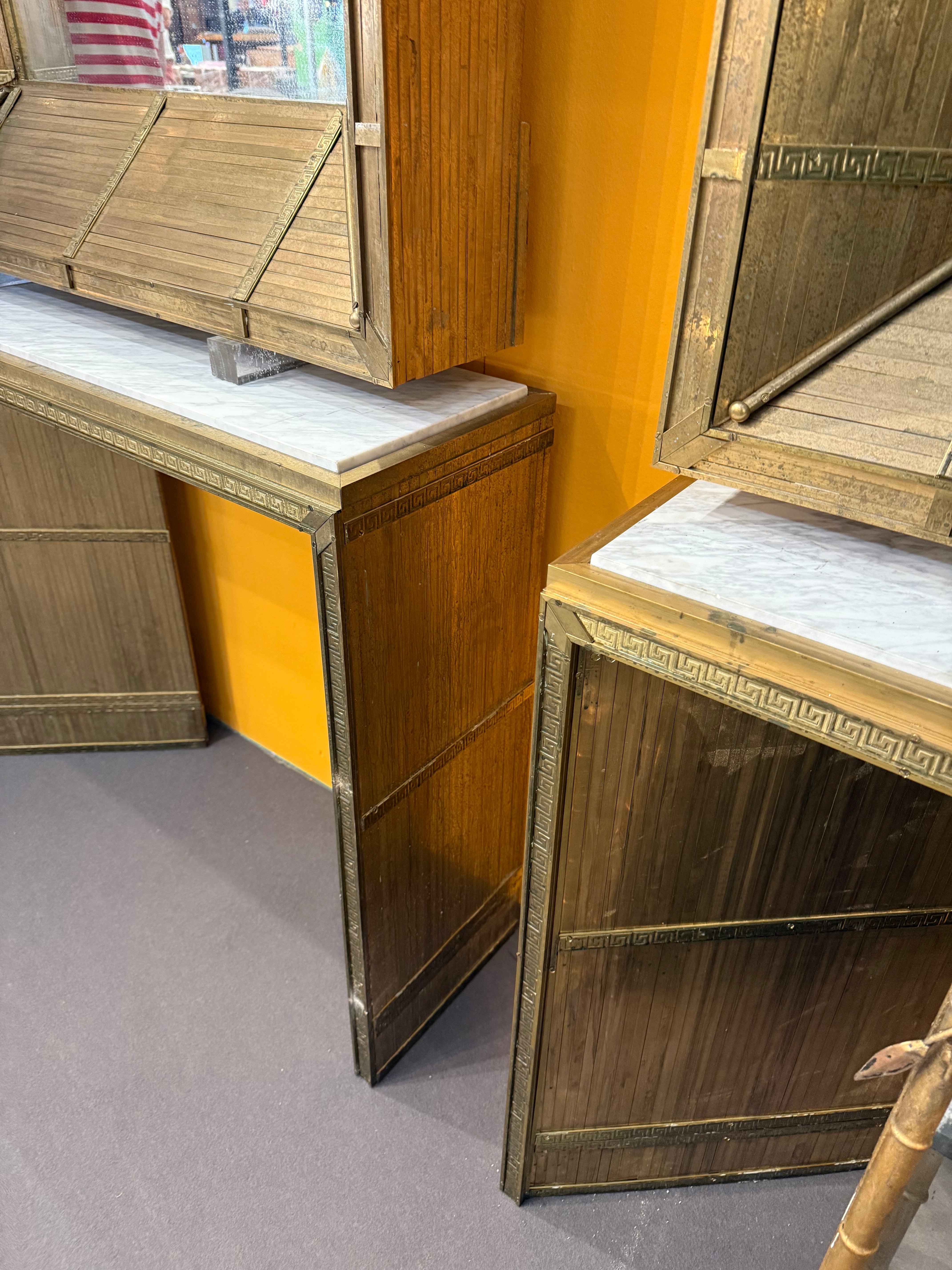 Midcentury Marble and Brass Inlay Console - Barcelona