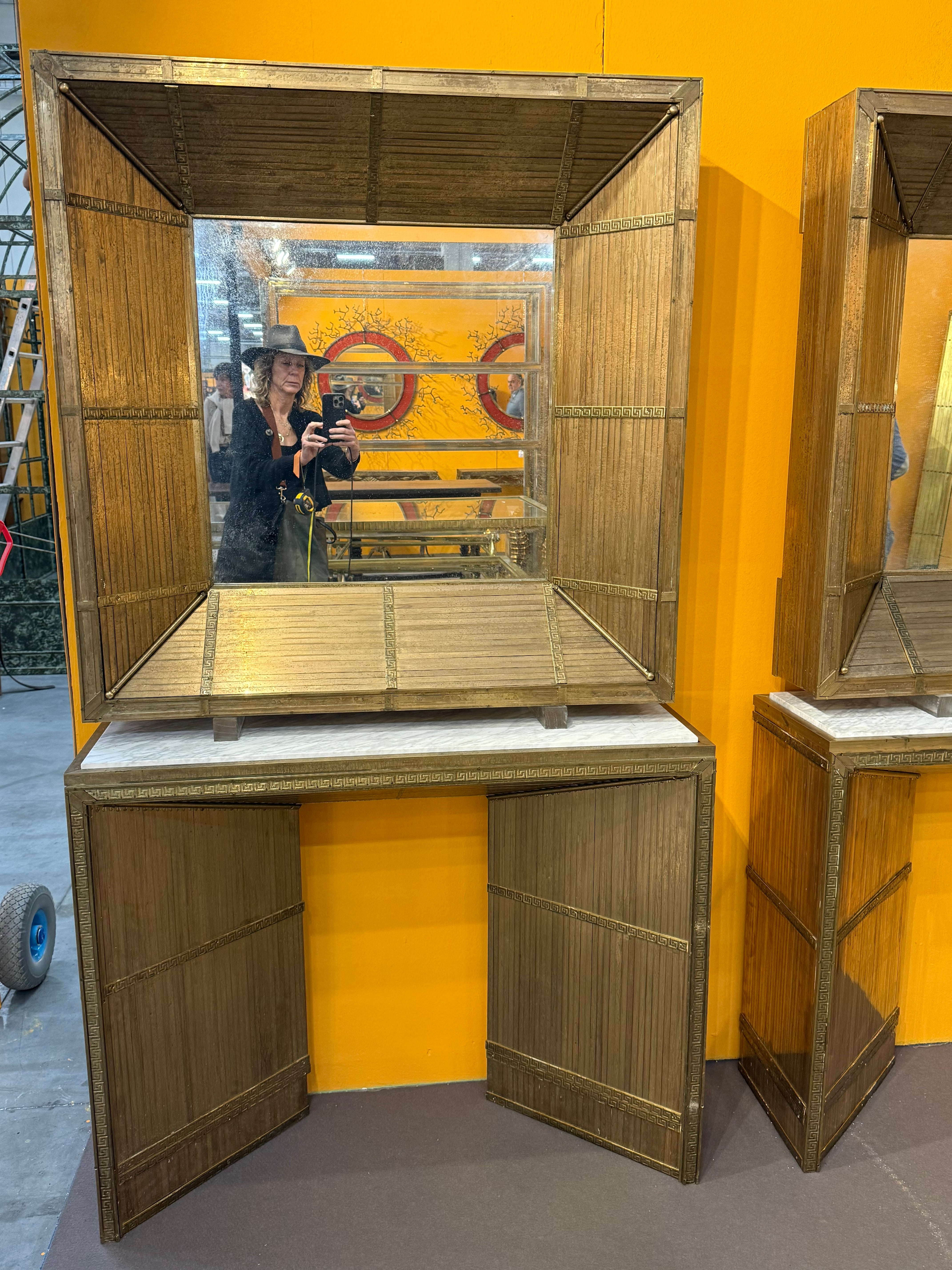 Midcentury Marble and Brass Inlay Console - Barcelona