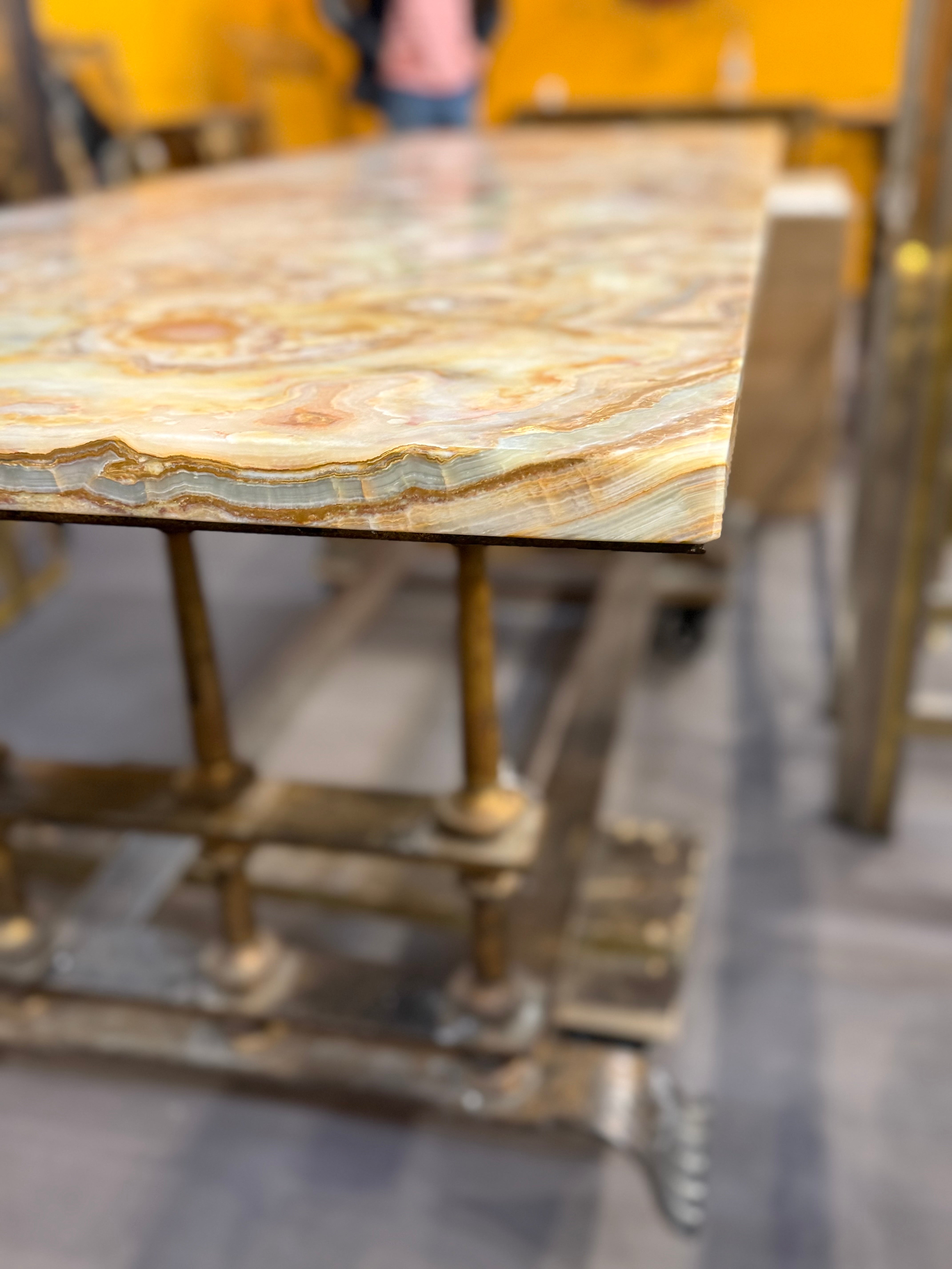 Spanish Gilt Metal and Onyx Table - Midcentury