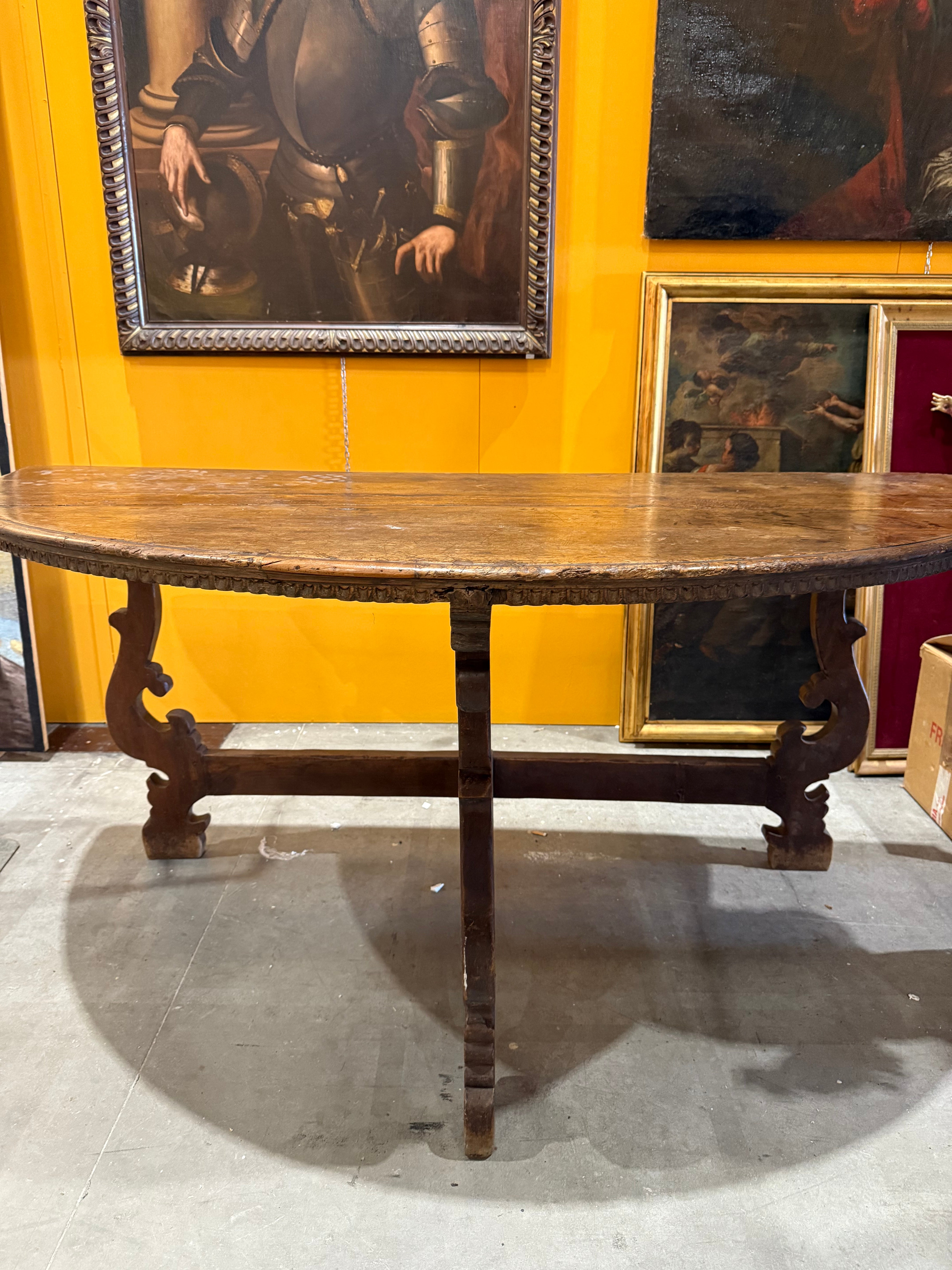 Italian Walnut 18th Century Demi-lune