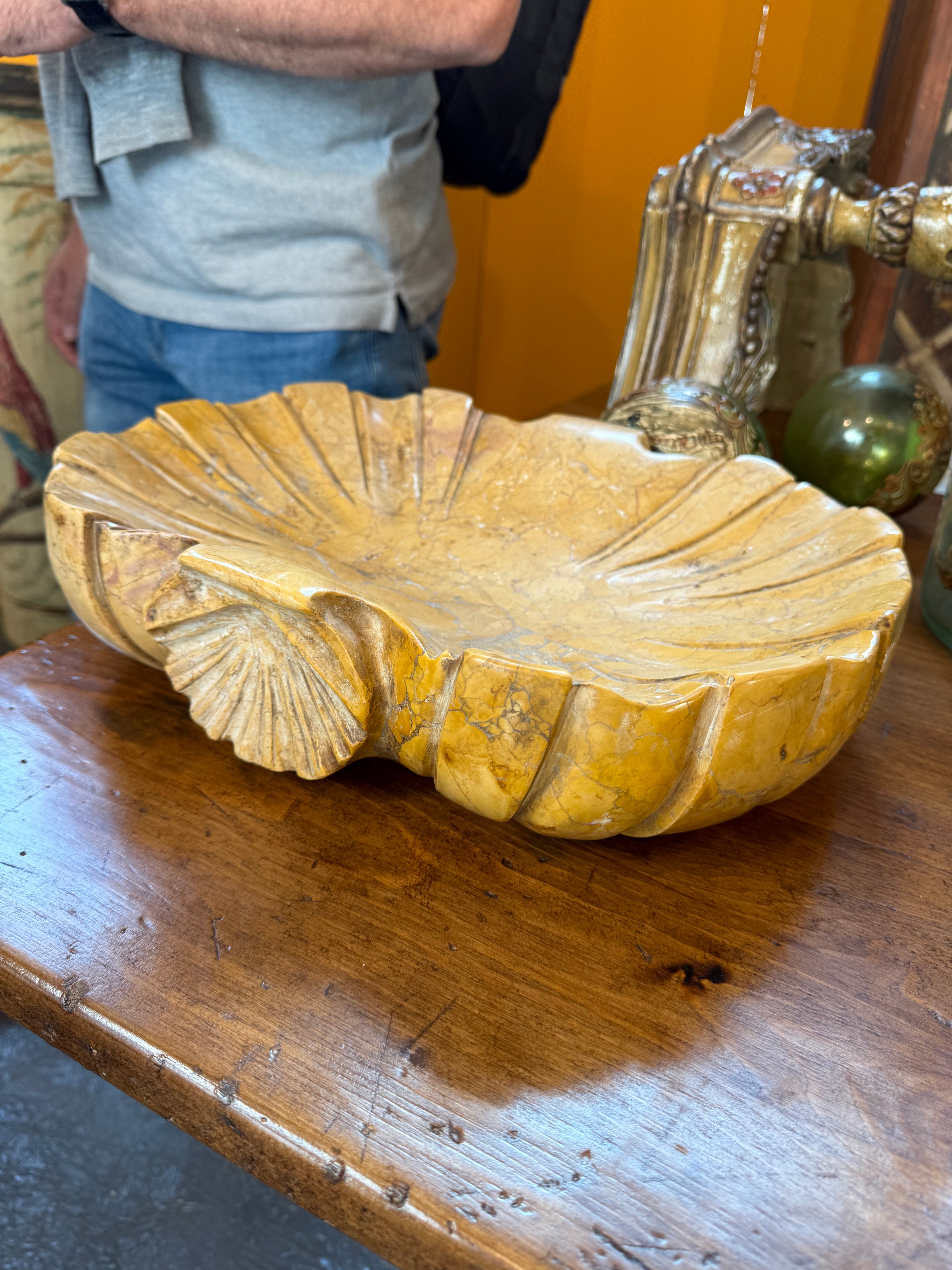 18th Century Italian Marble Font With Shell