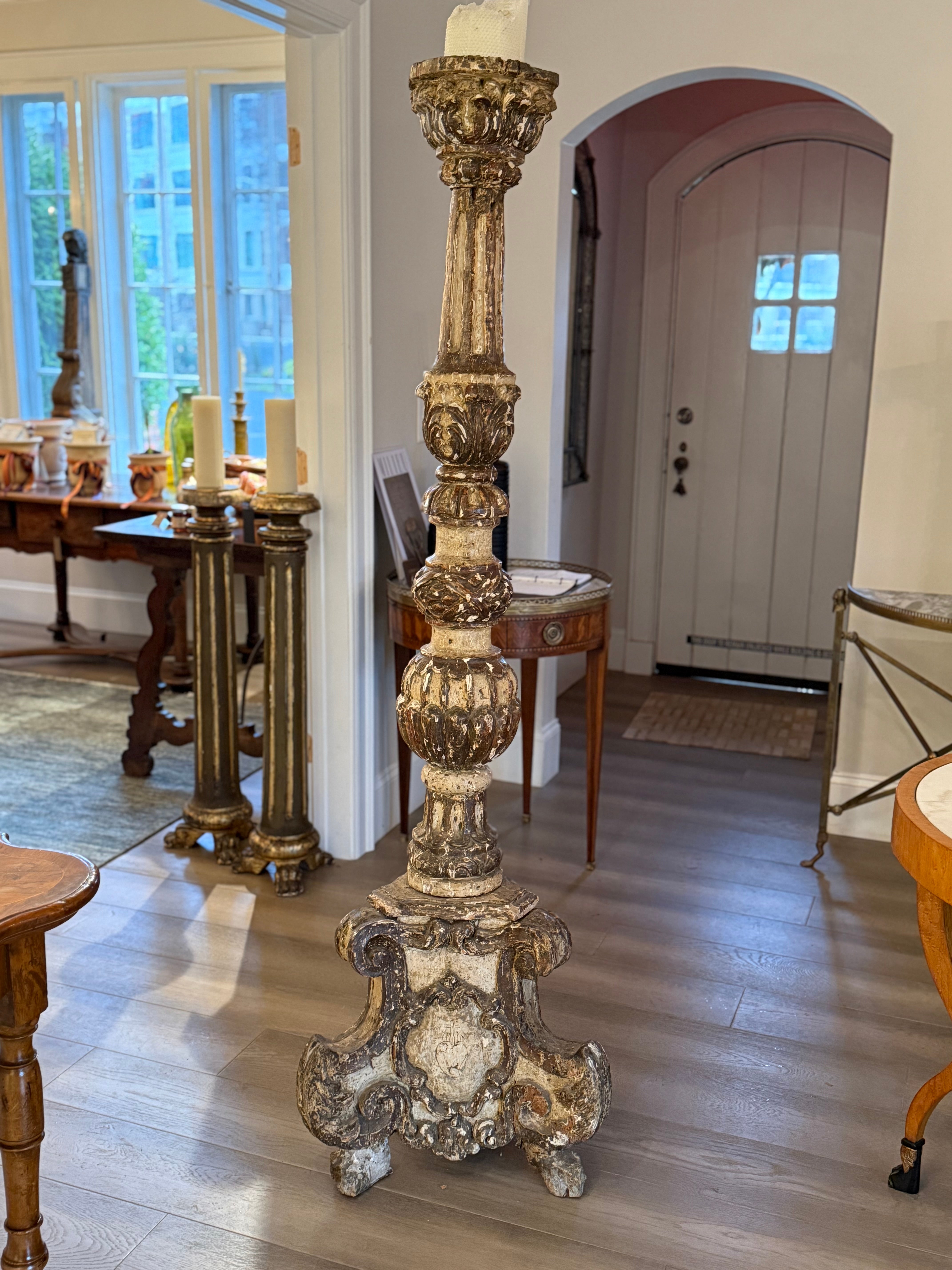 Italian 18th Century Carved  Candlestick