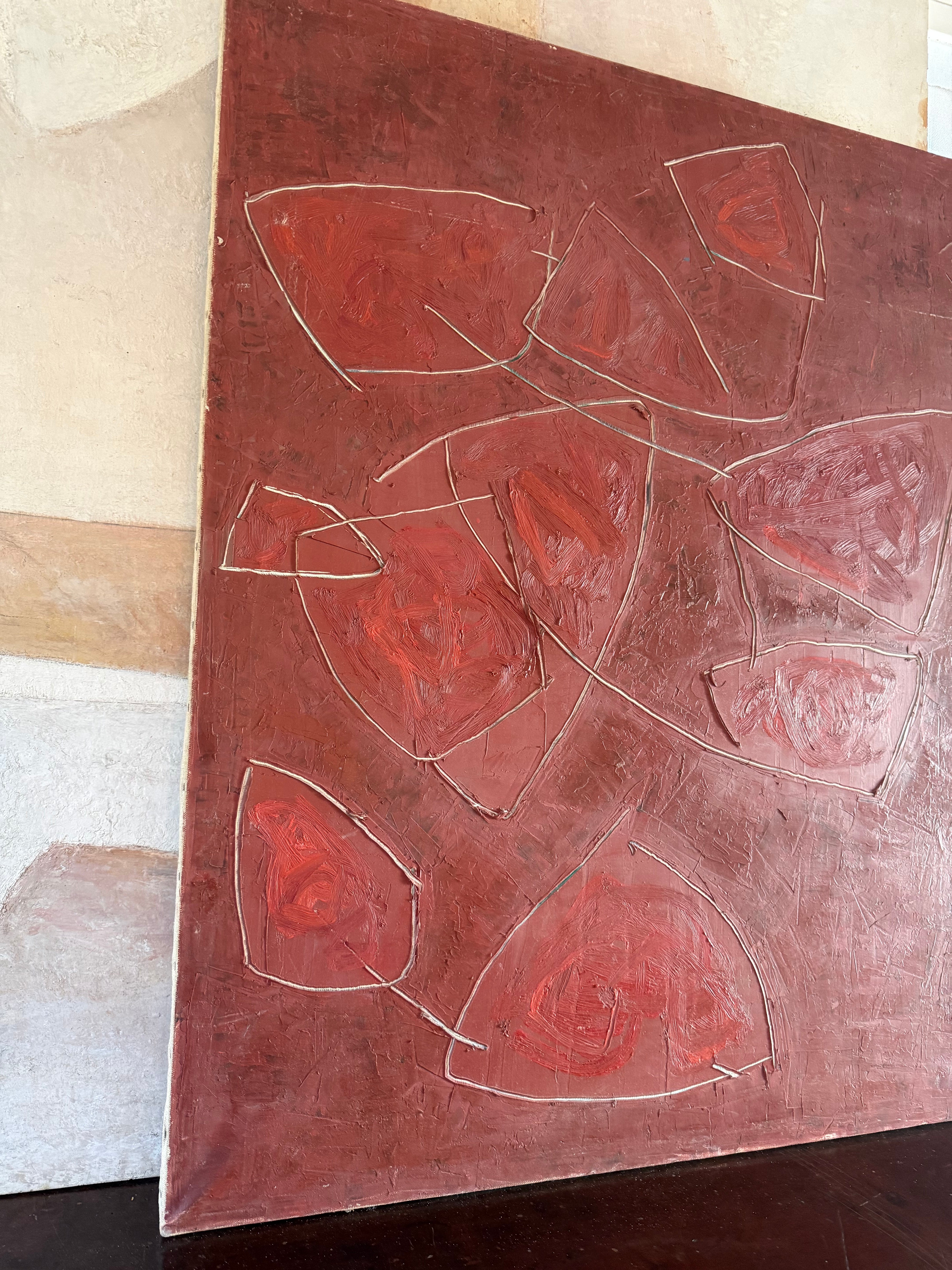 French Abstract Painting - Rouge