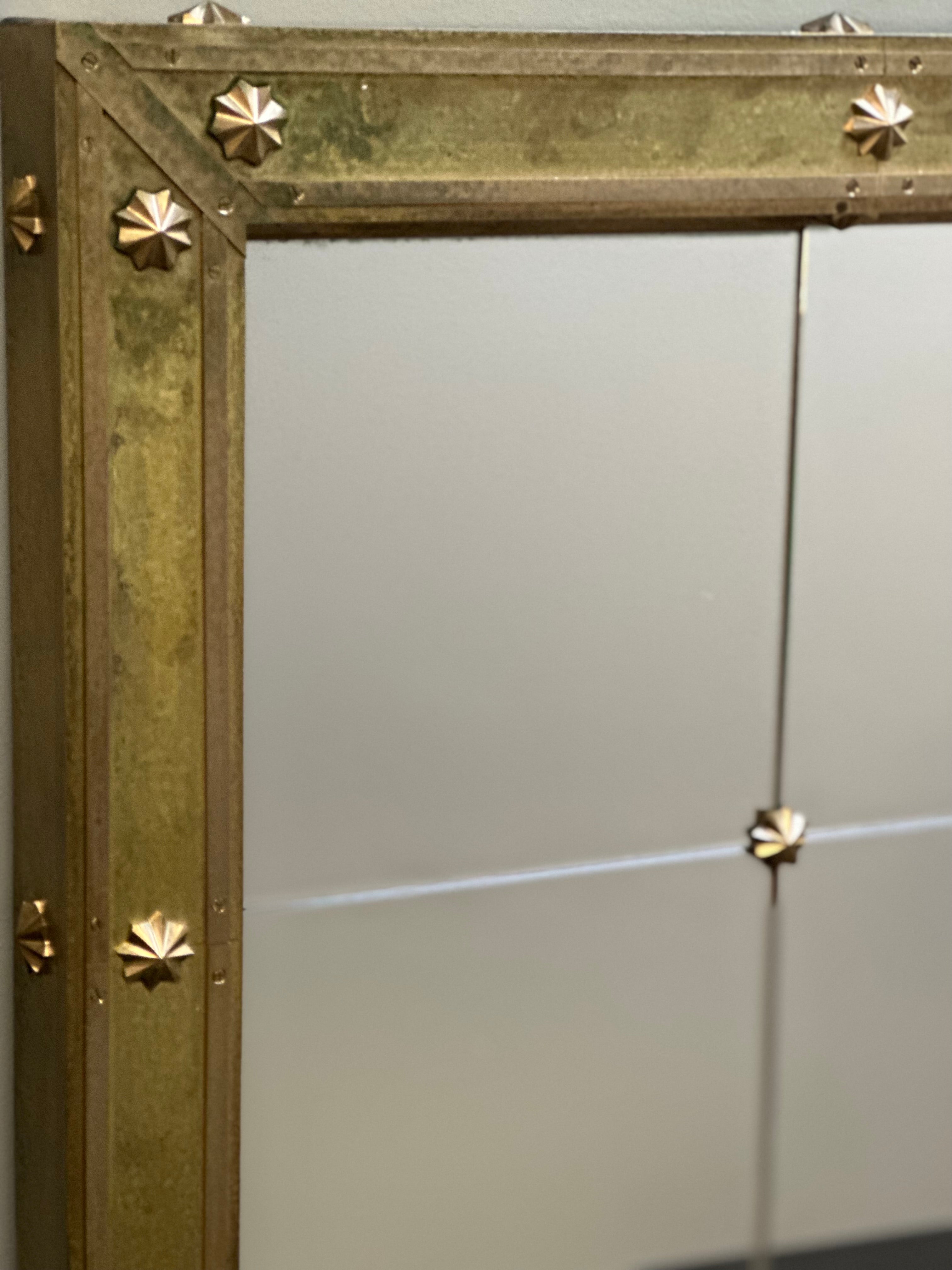 Midcentury Brass Square Mirror - Barcelona