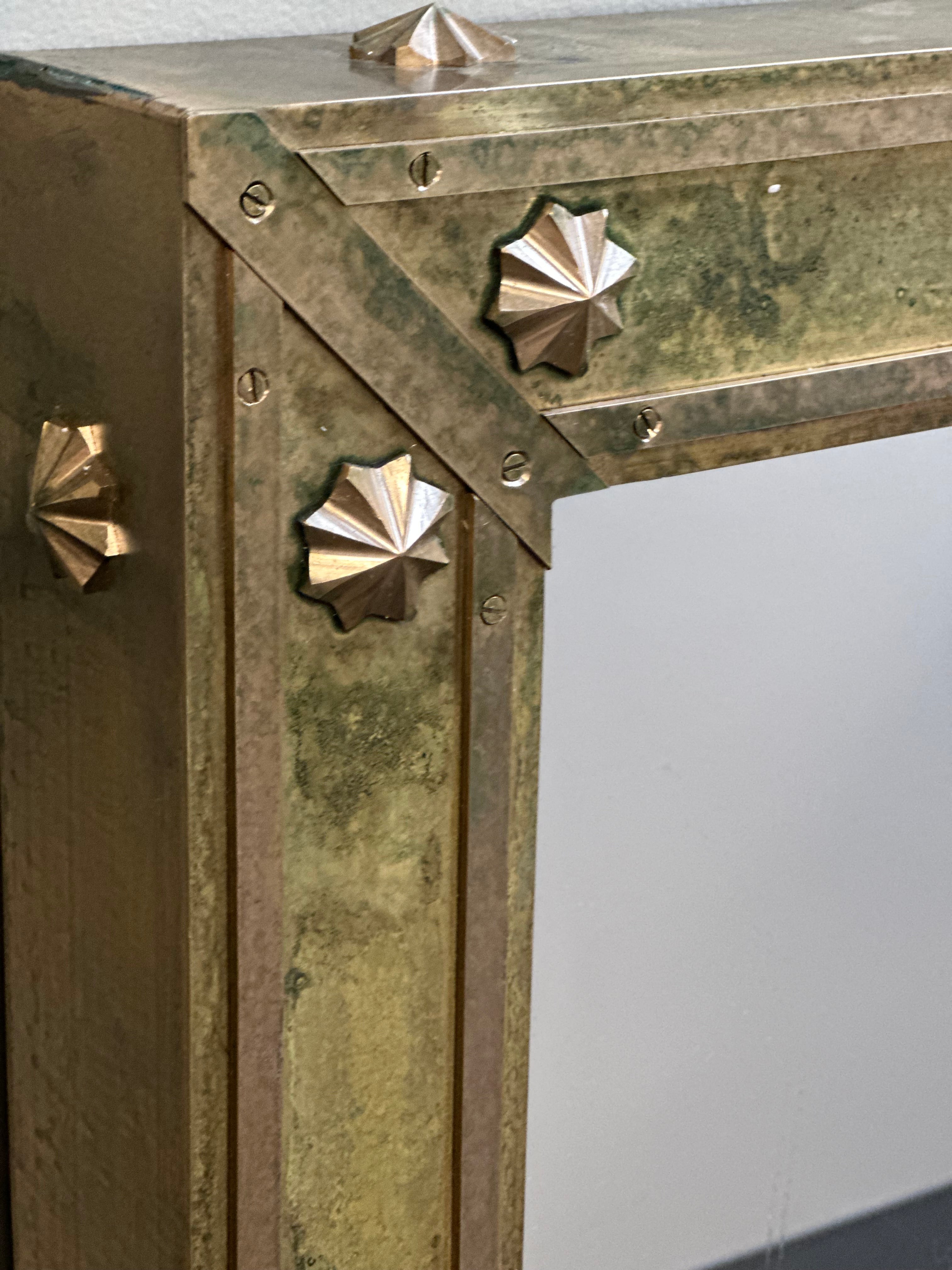 Midcentury Brass Square Mirror - Barcelona