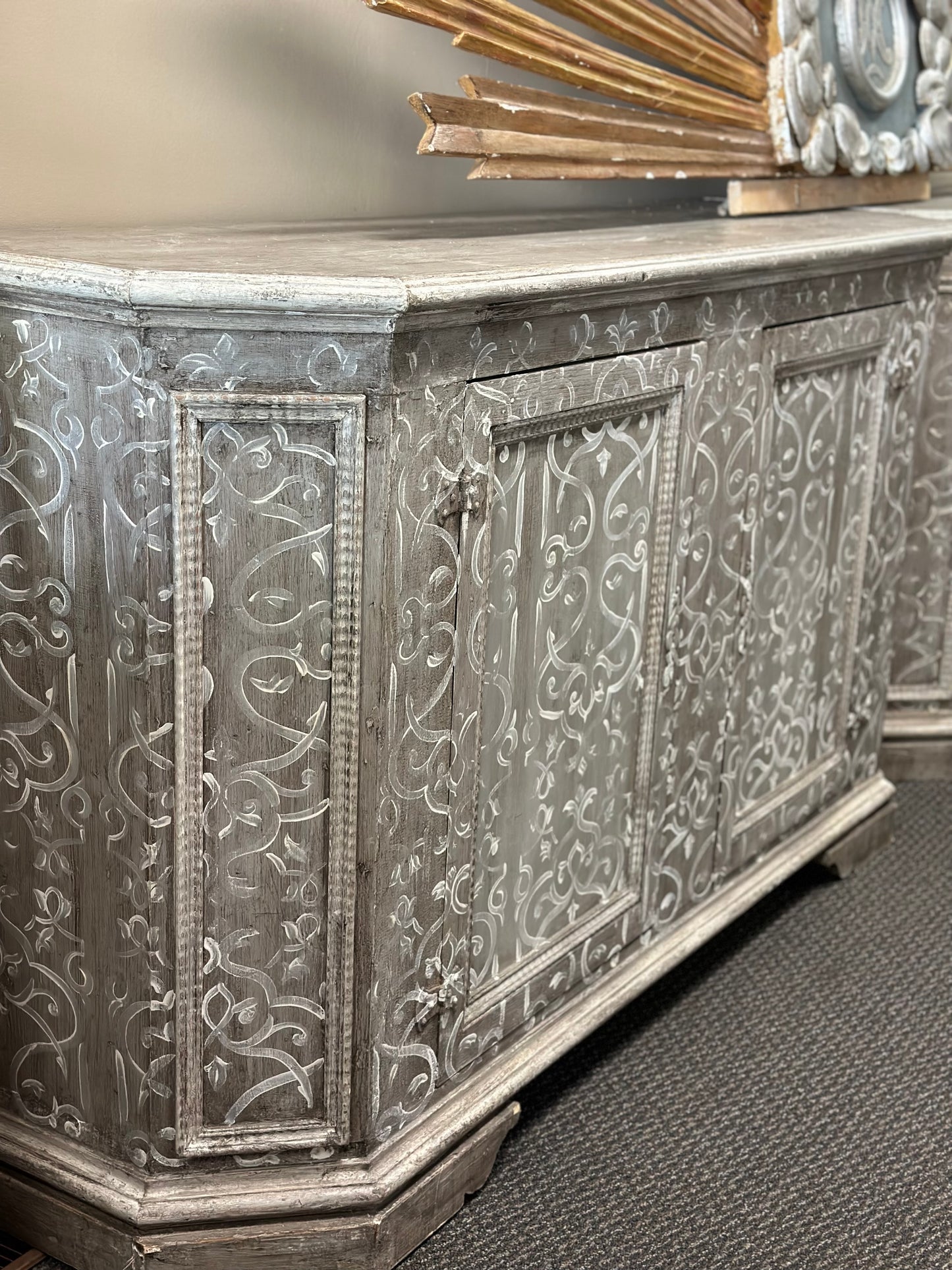 Italian Painted Gray Cabinet