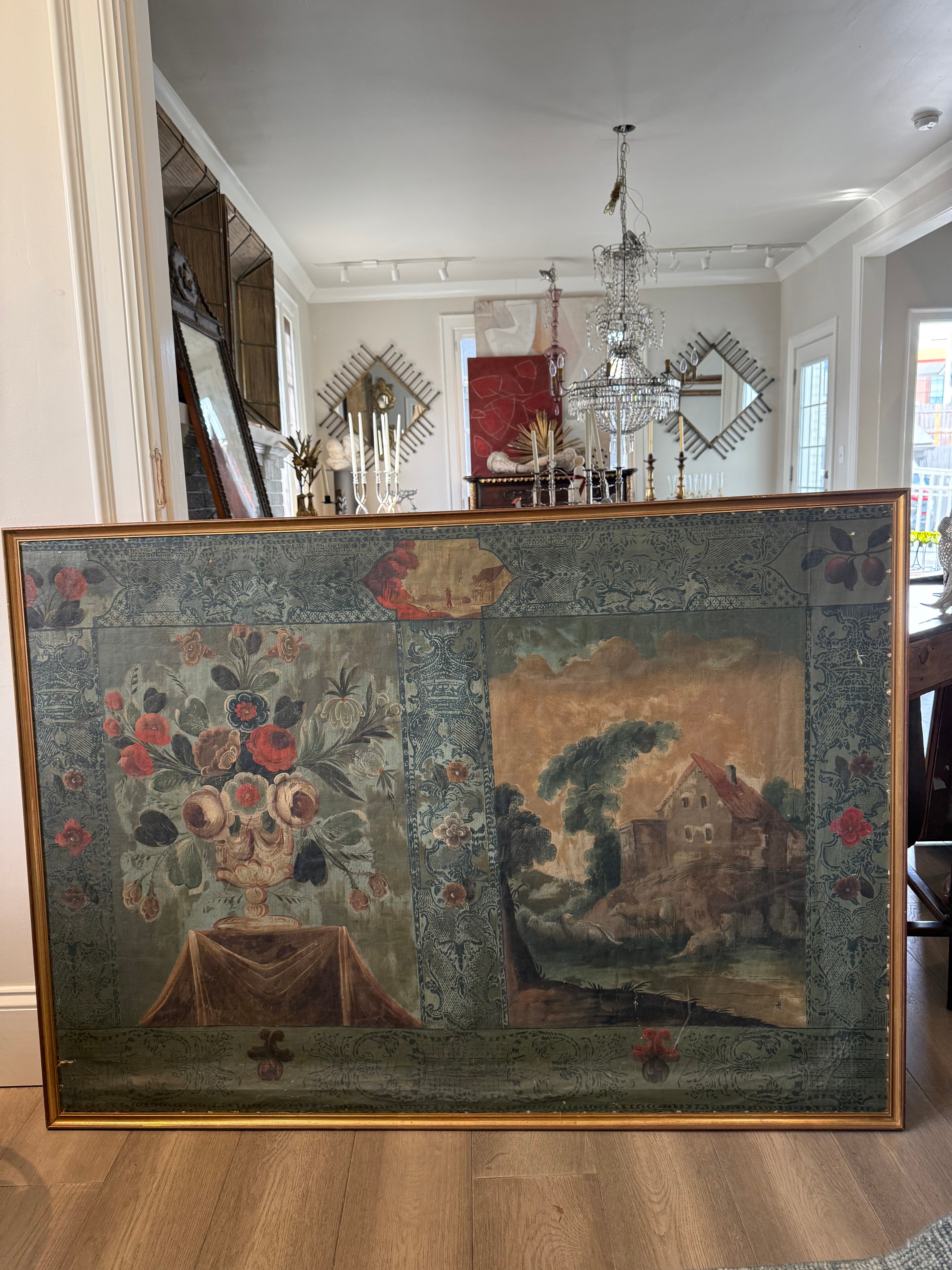 French 18th Century Painted Wall Panels - Two Panels