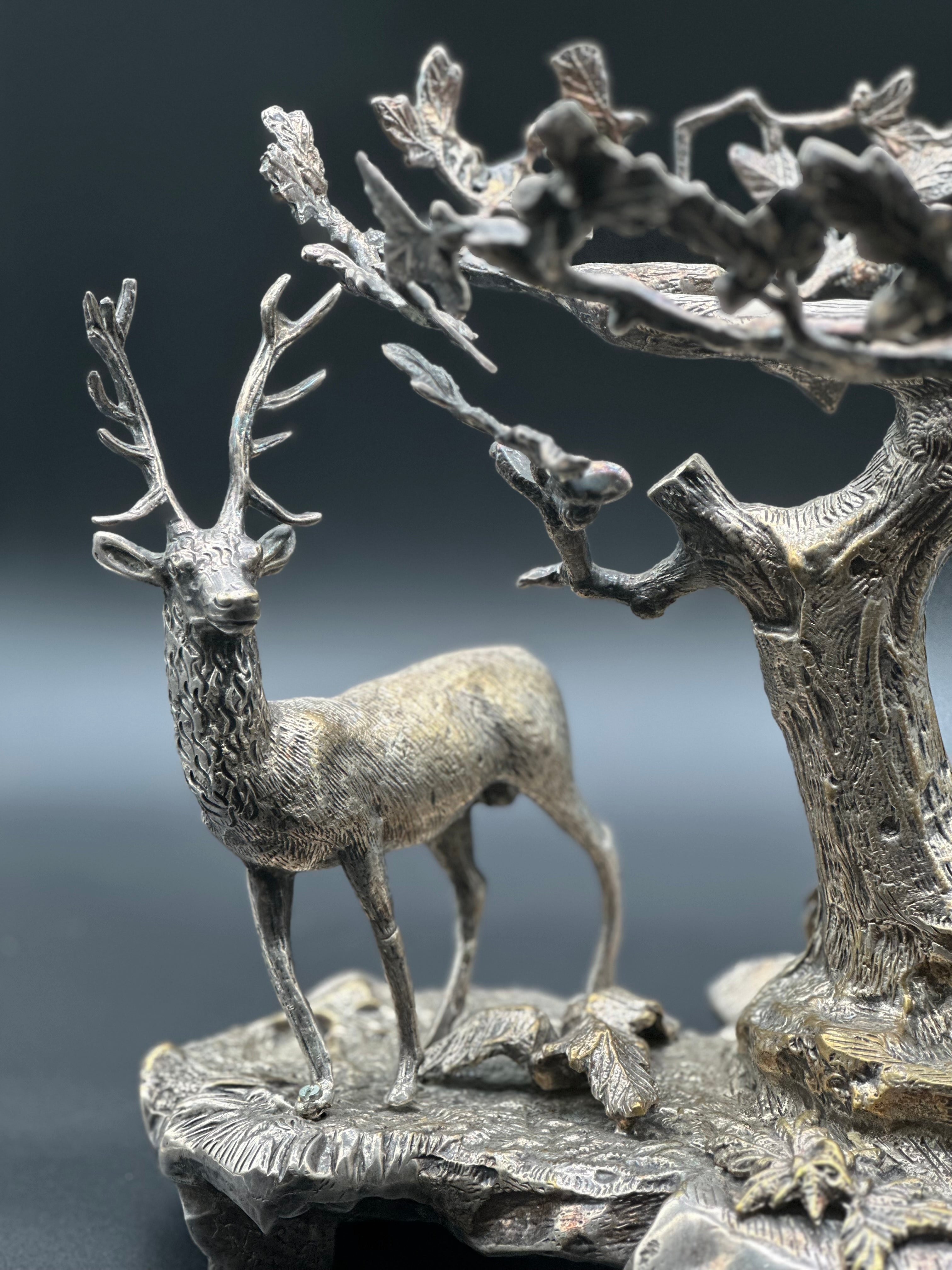 Spanish Silver Plate Deer Compote c1940