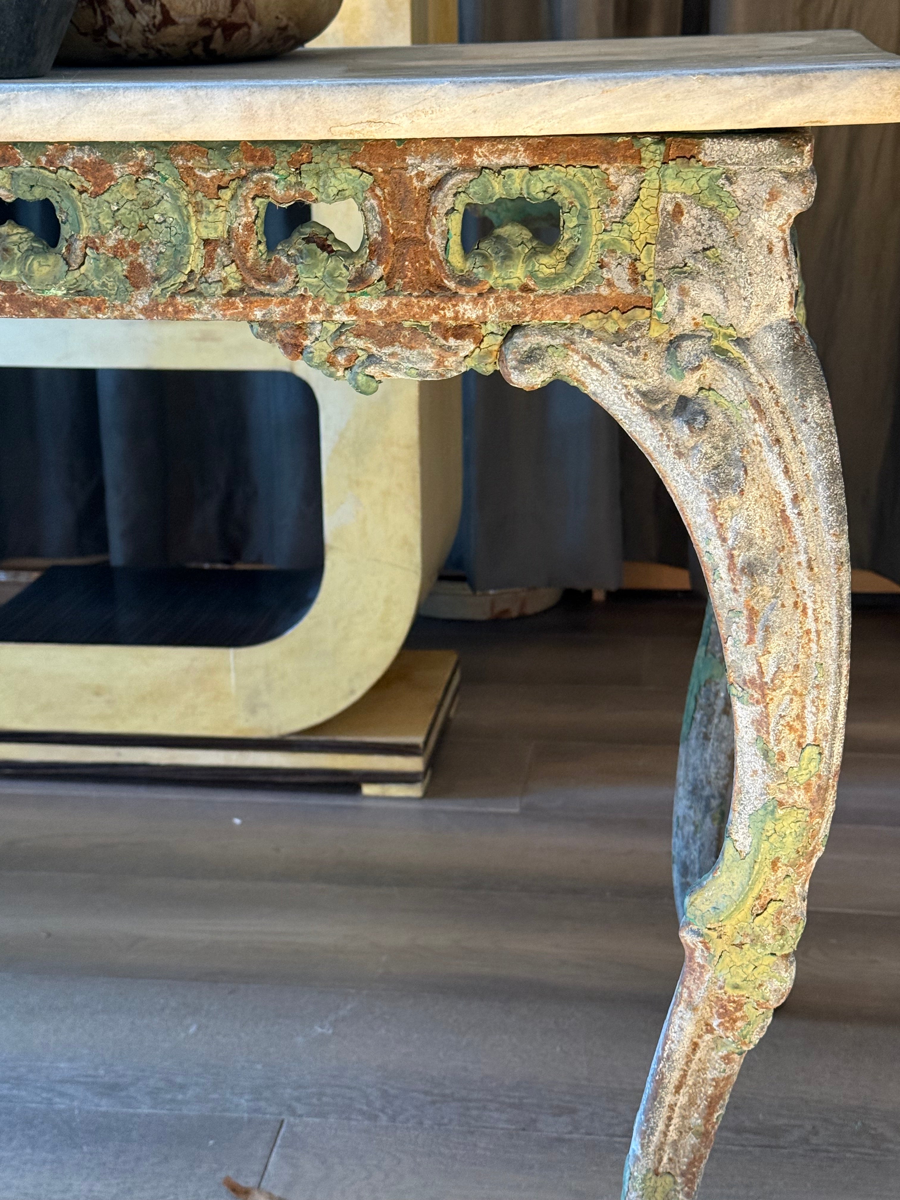 SOLD **French Iron Table With Marble Top 19th Century