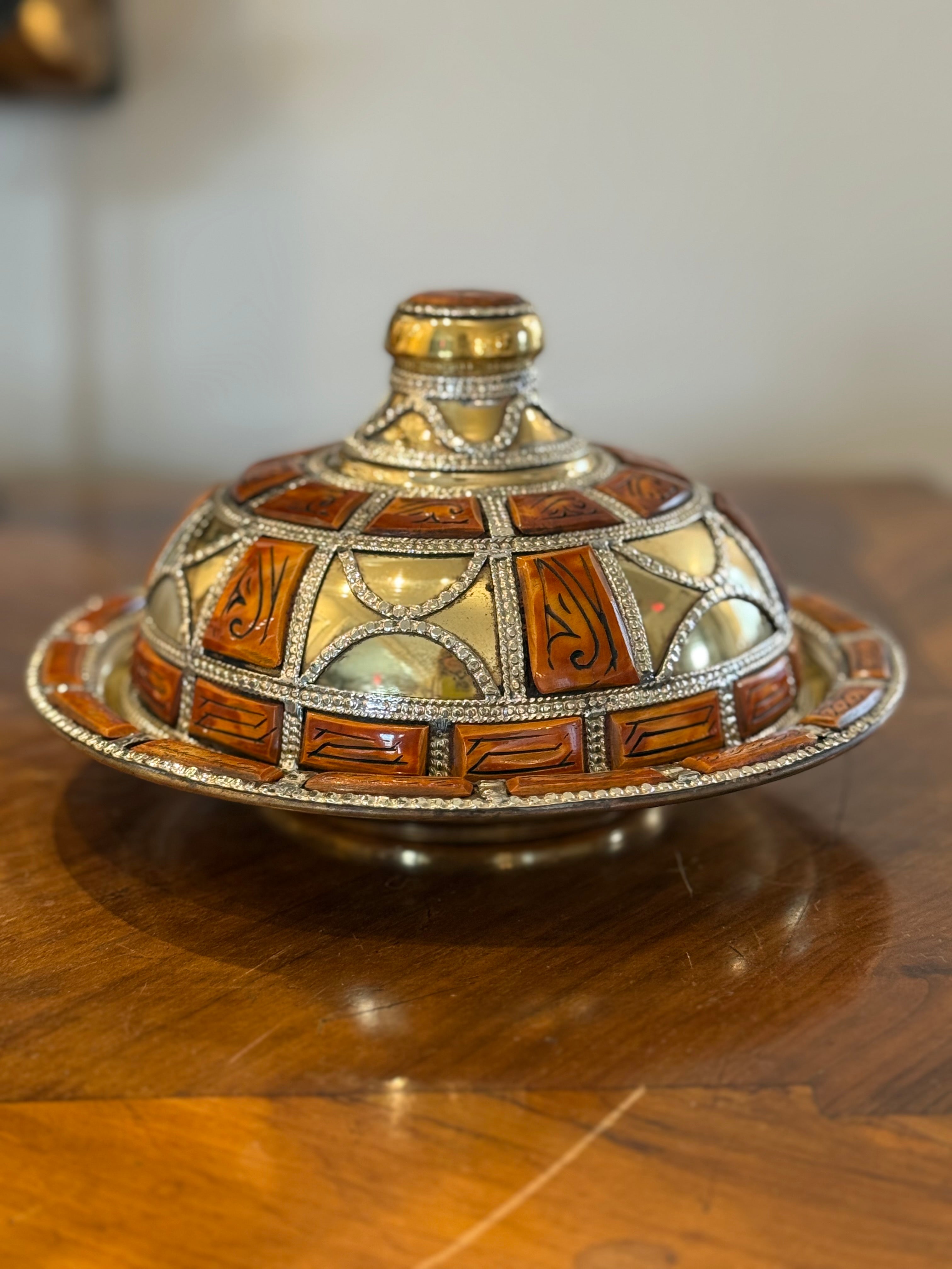 Moroccan Bone Inlay Covered Dish