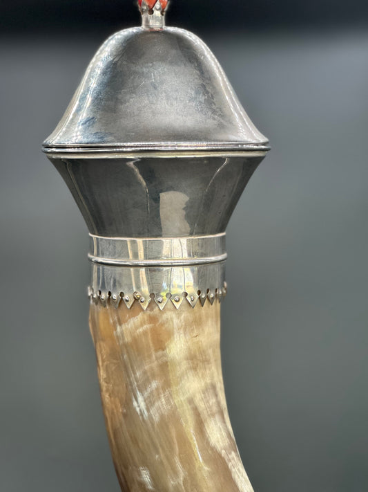 SOLD **Silver Pedestal Horn Vase