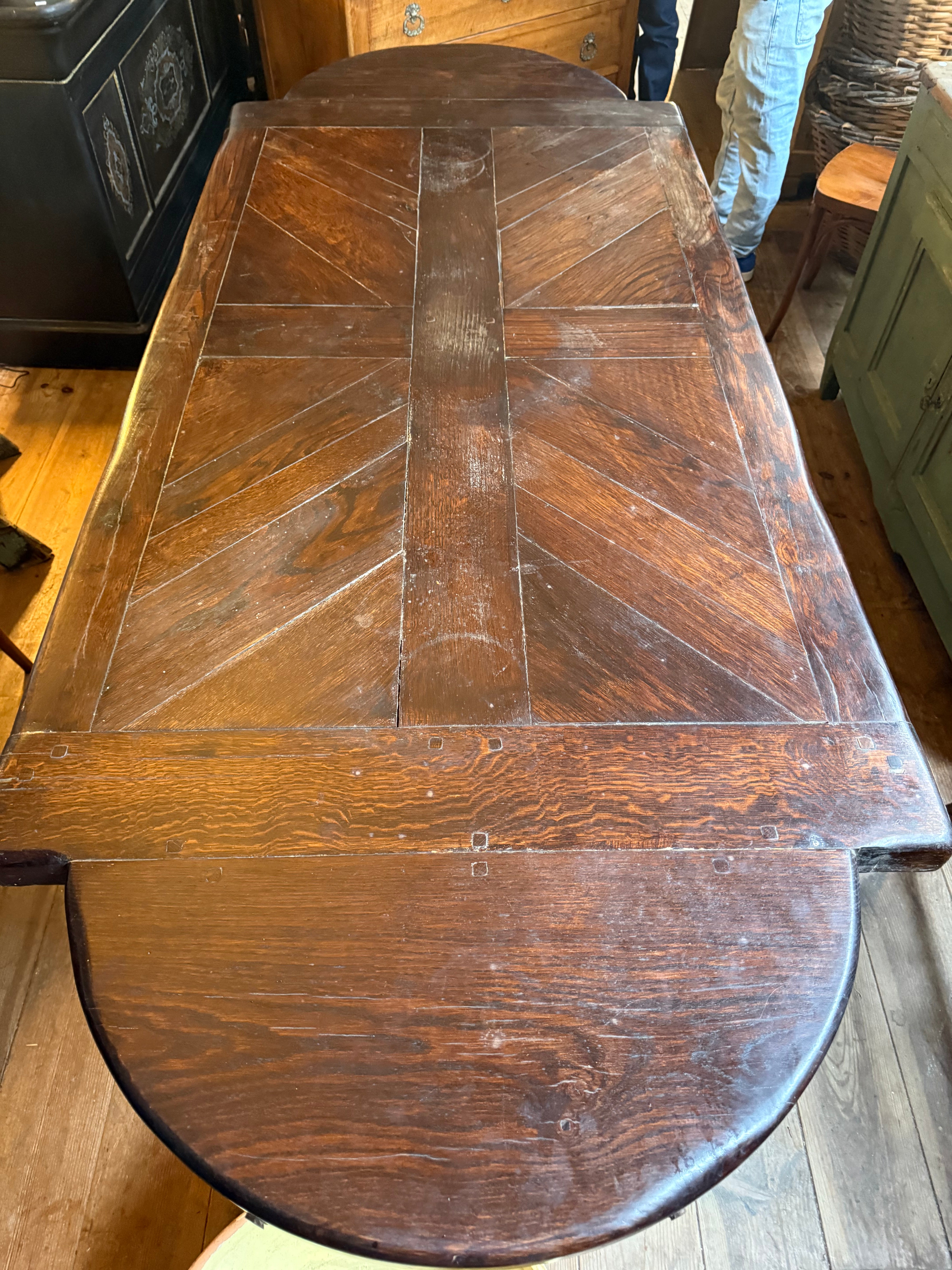 Early 19th Century French Walnut Herringbone Farm Table