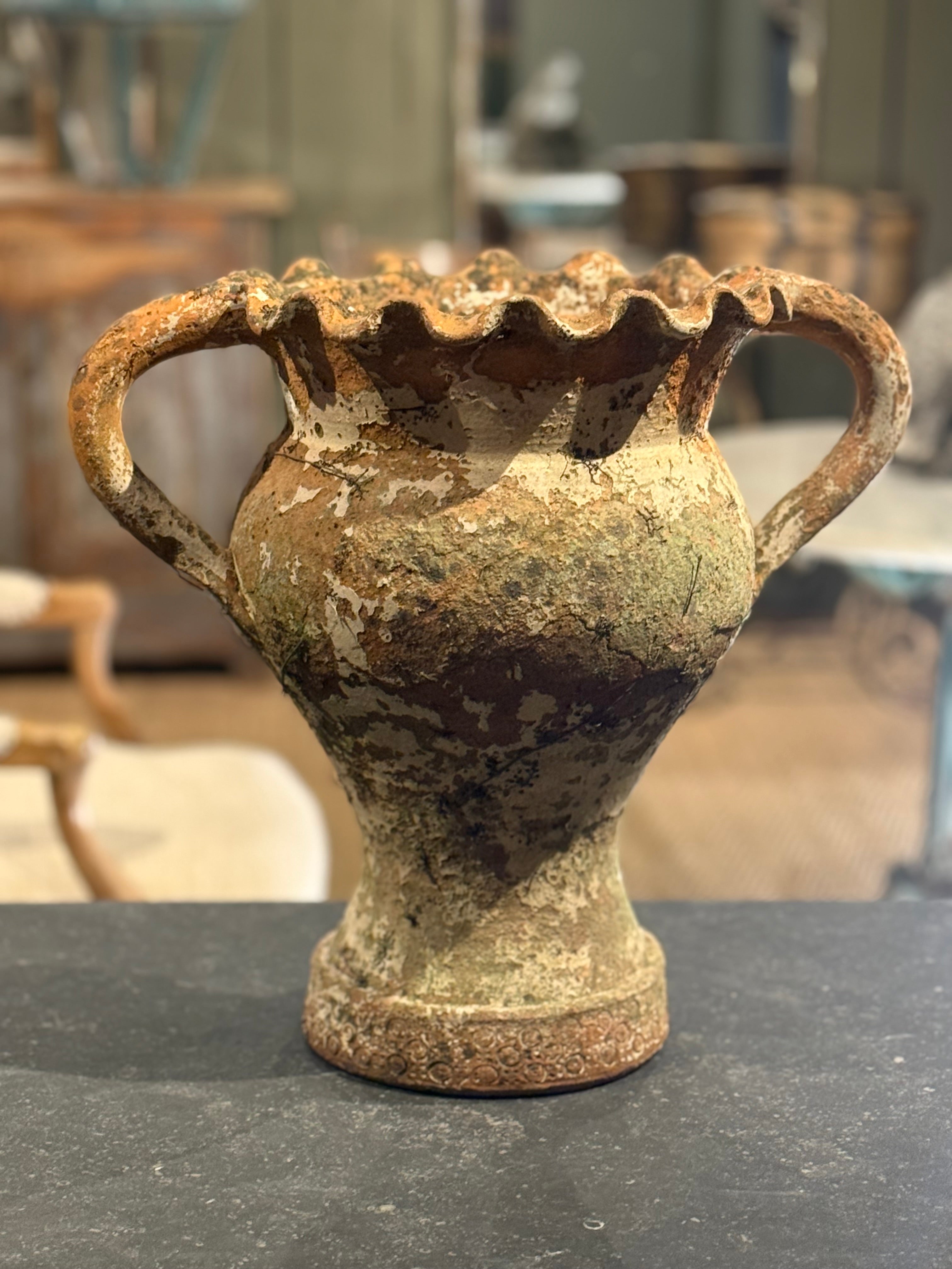 French Pottery Scolloped Vessel