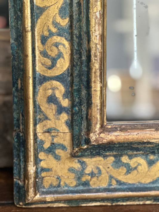 Italian Painted Wood And  Gold Gilt Mirror c1800