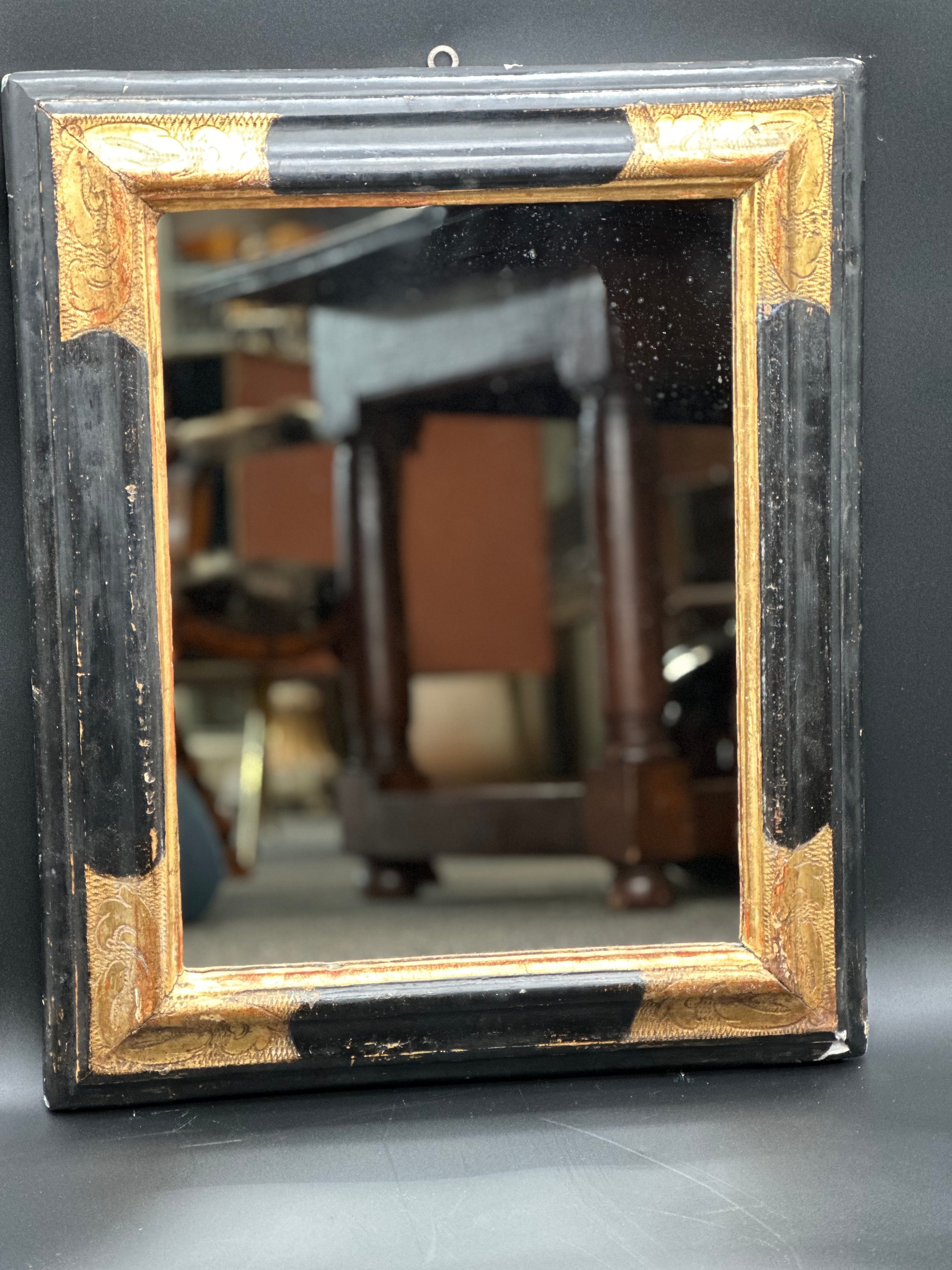 Italian Black and Gold Gilt Mirror  c1800