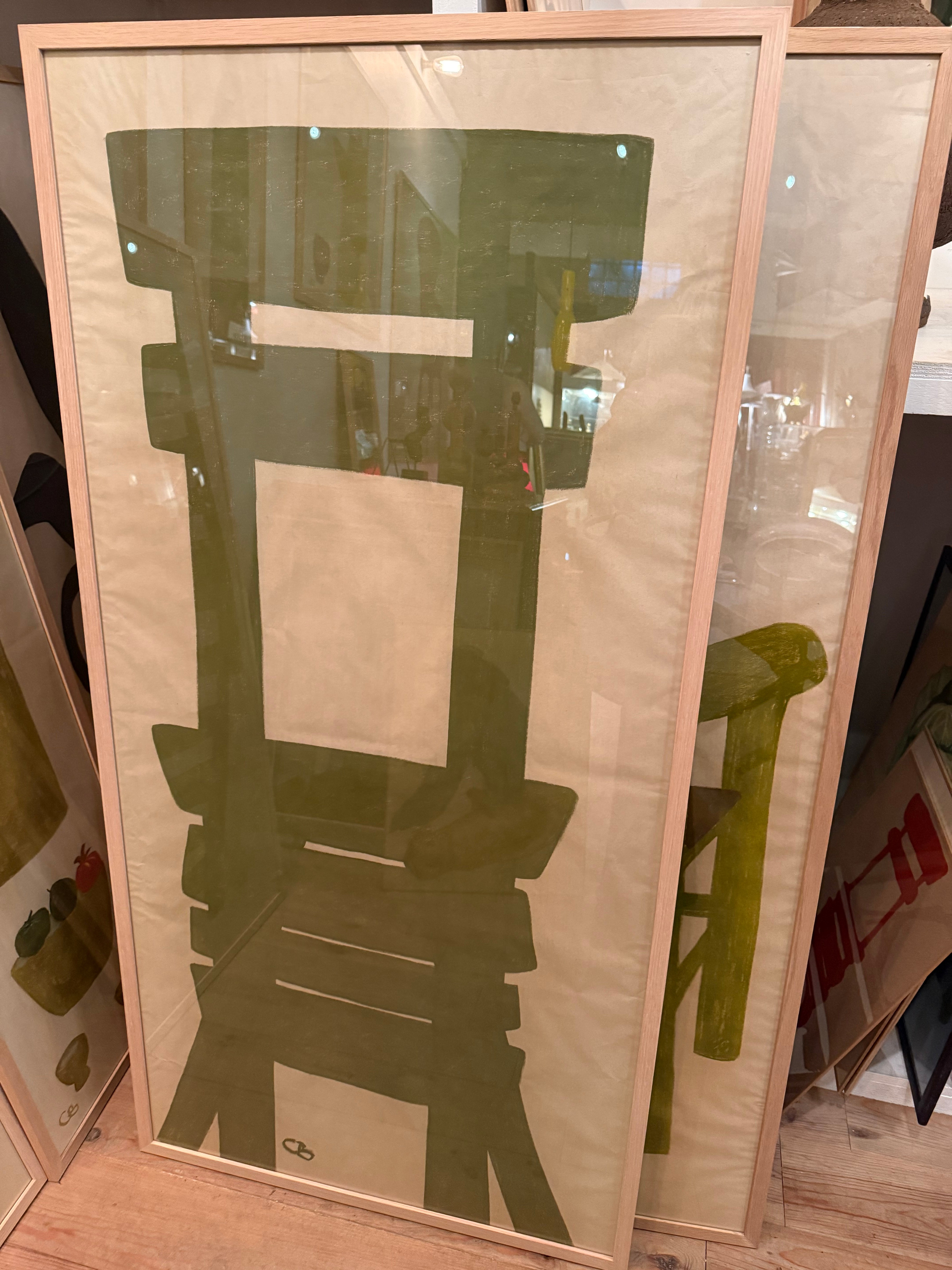 Oil On Canvas French Contemporary Painting - Folding Chair