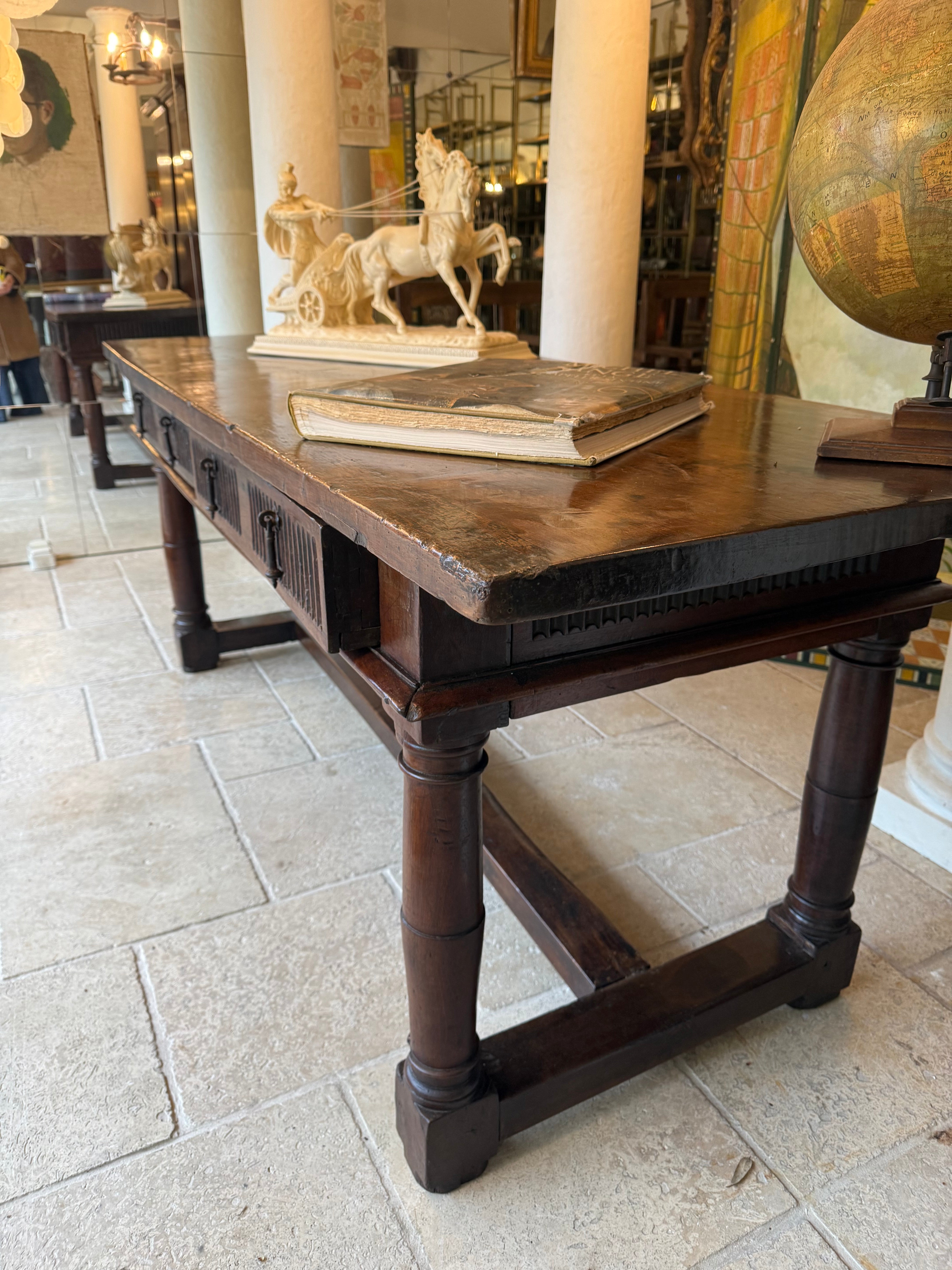 17th Century French Walnut Table With Drawers