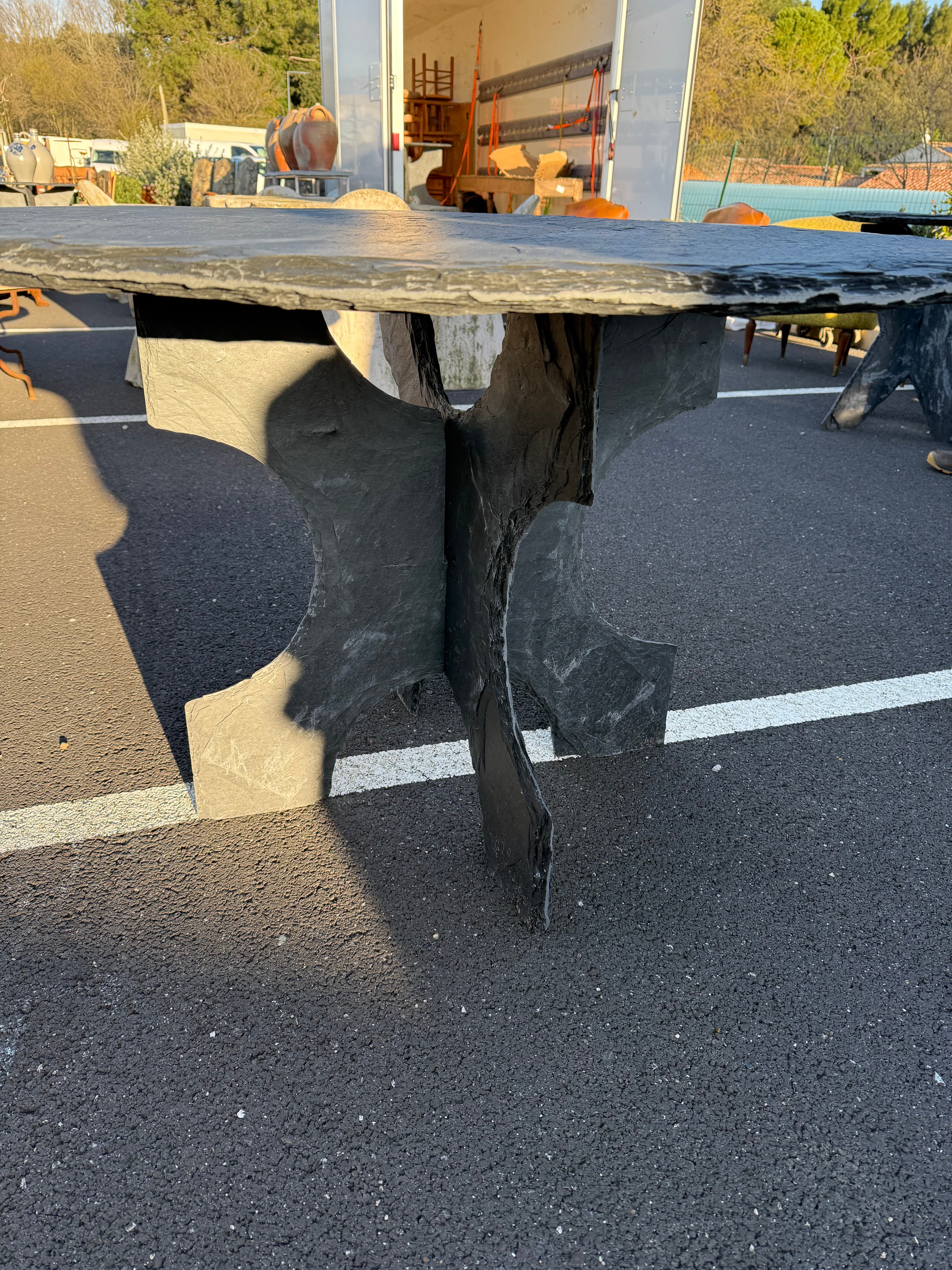 Belgium Bluestone Round Table - Hand Chiseled Edge