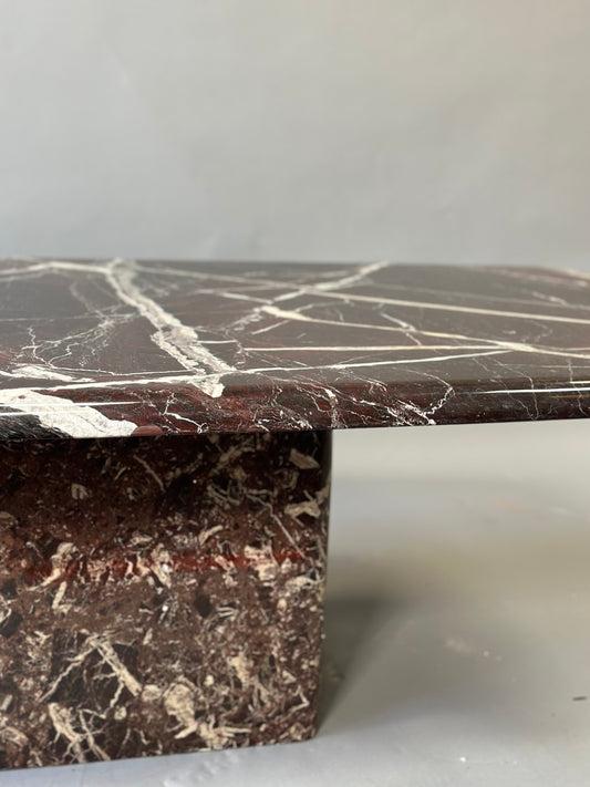 SOLD** Espresso Brown Italian Marble Coffee Table - Midcentury