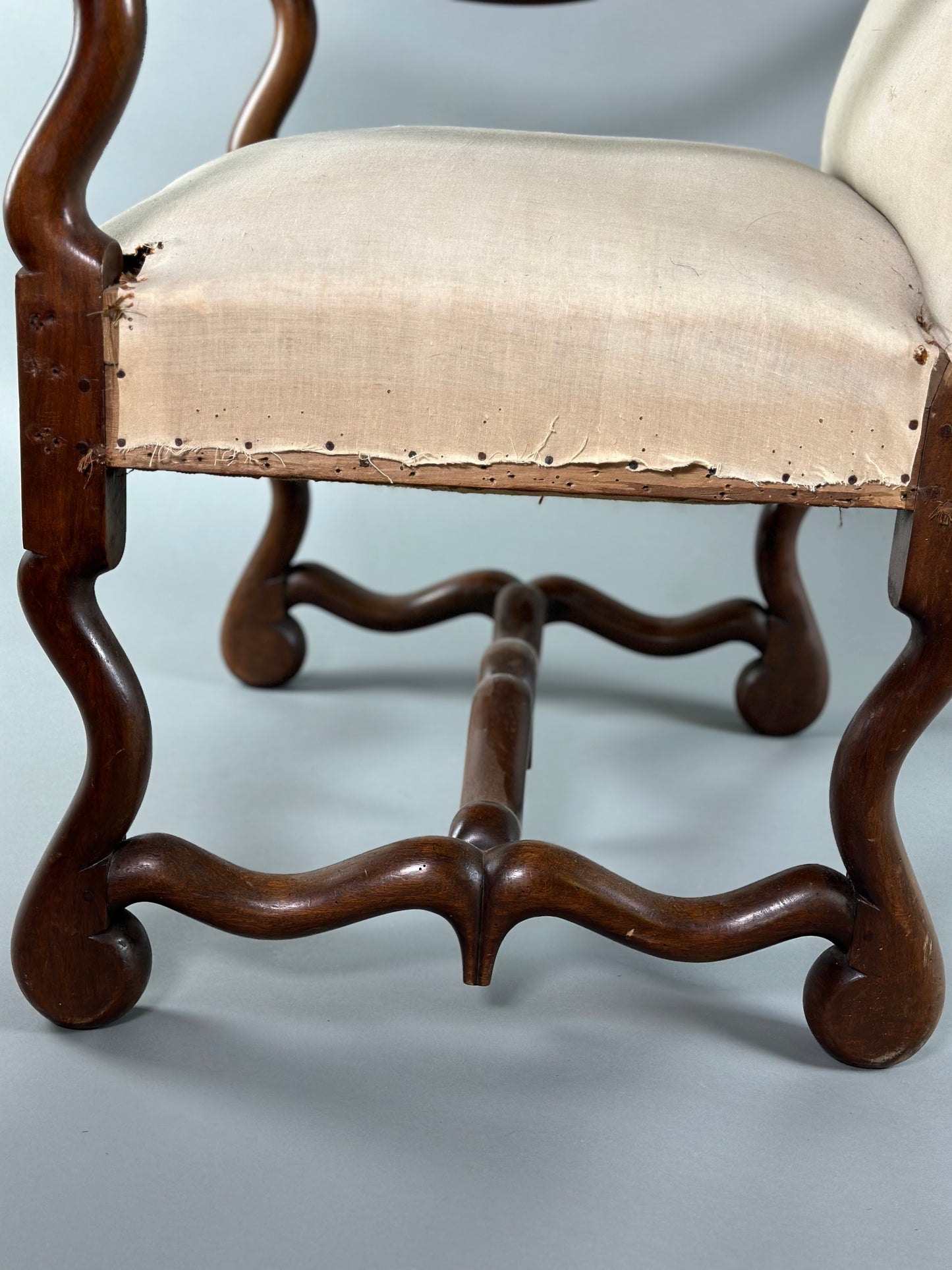 Walnut French Os de Mouton Chairs c1860 - PAIR