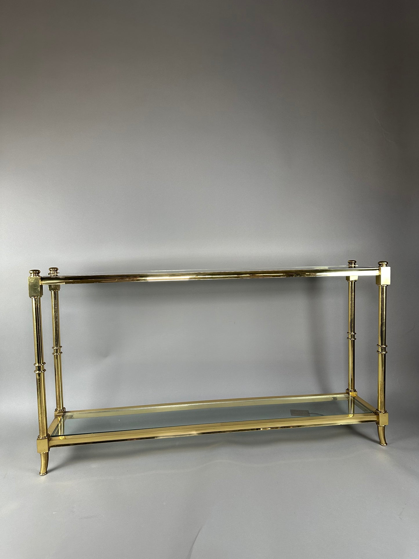 French Brass and Glass Console - Midcentury