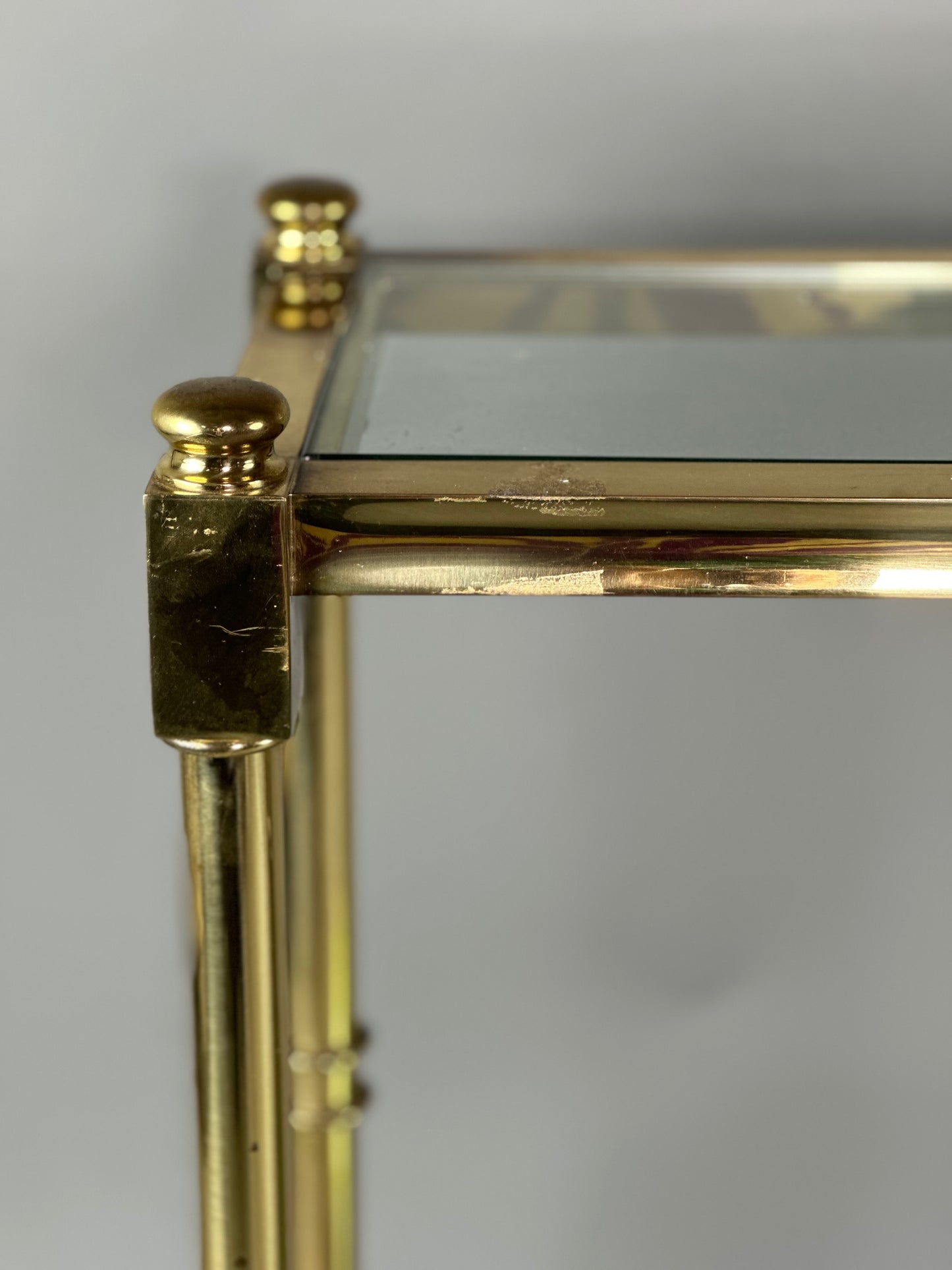 French Brass and Glass Console - Midcentury
