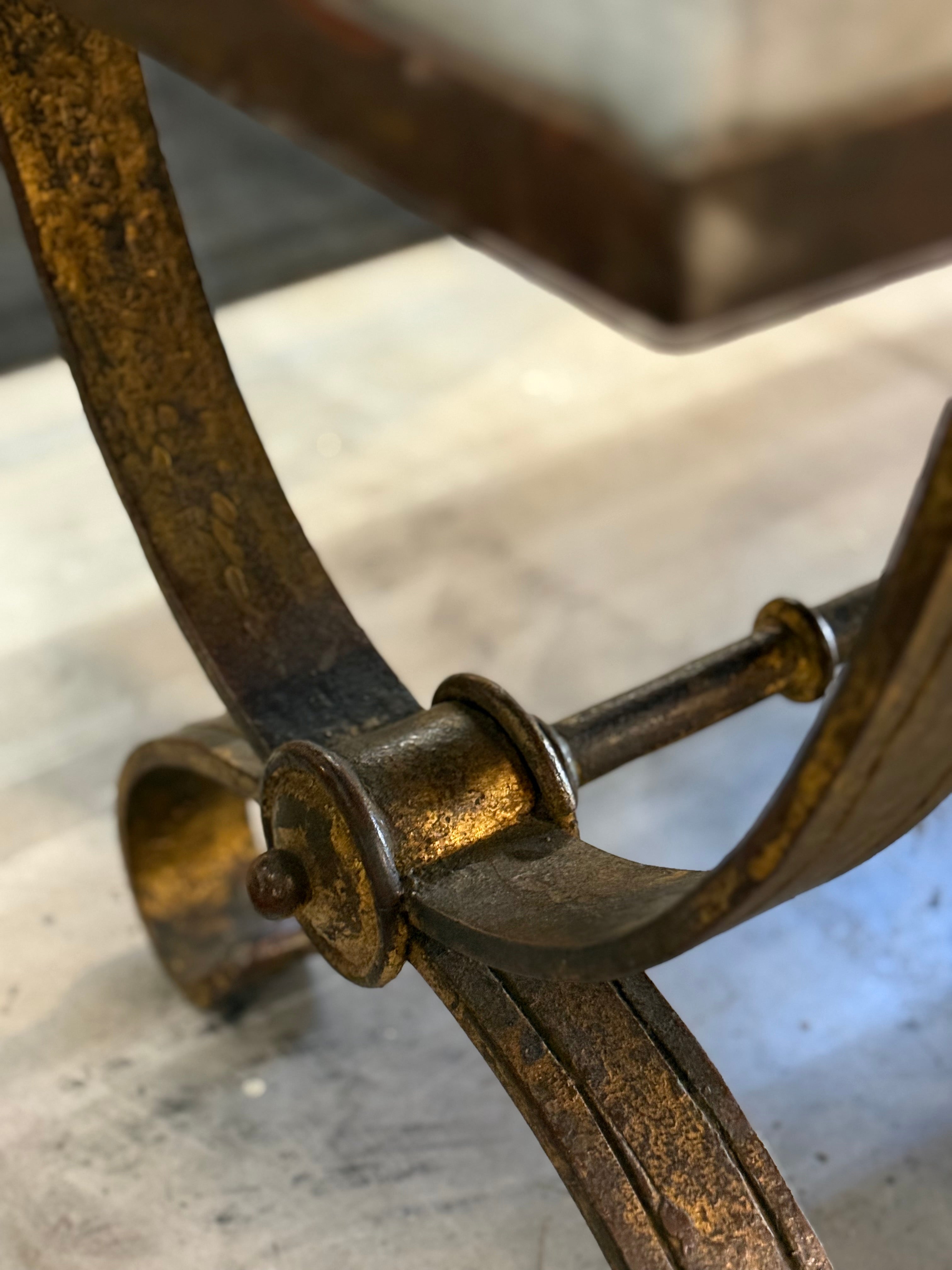 SOLD **Spanish Hand Forged Iron Bench c1860