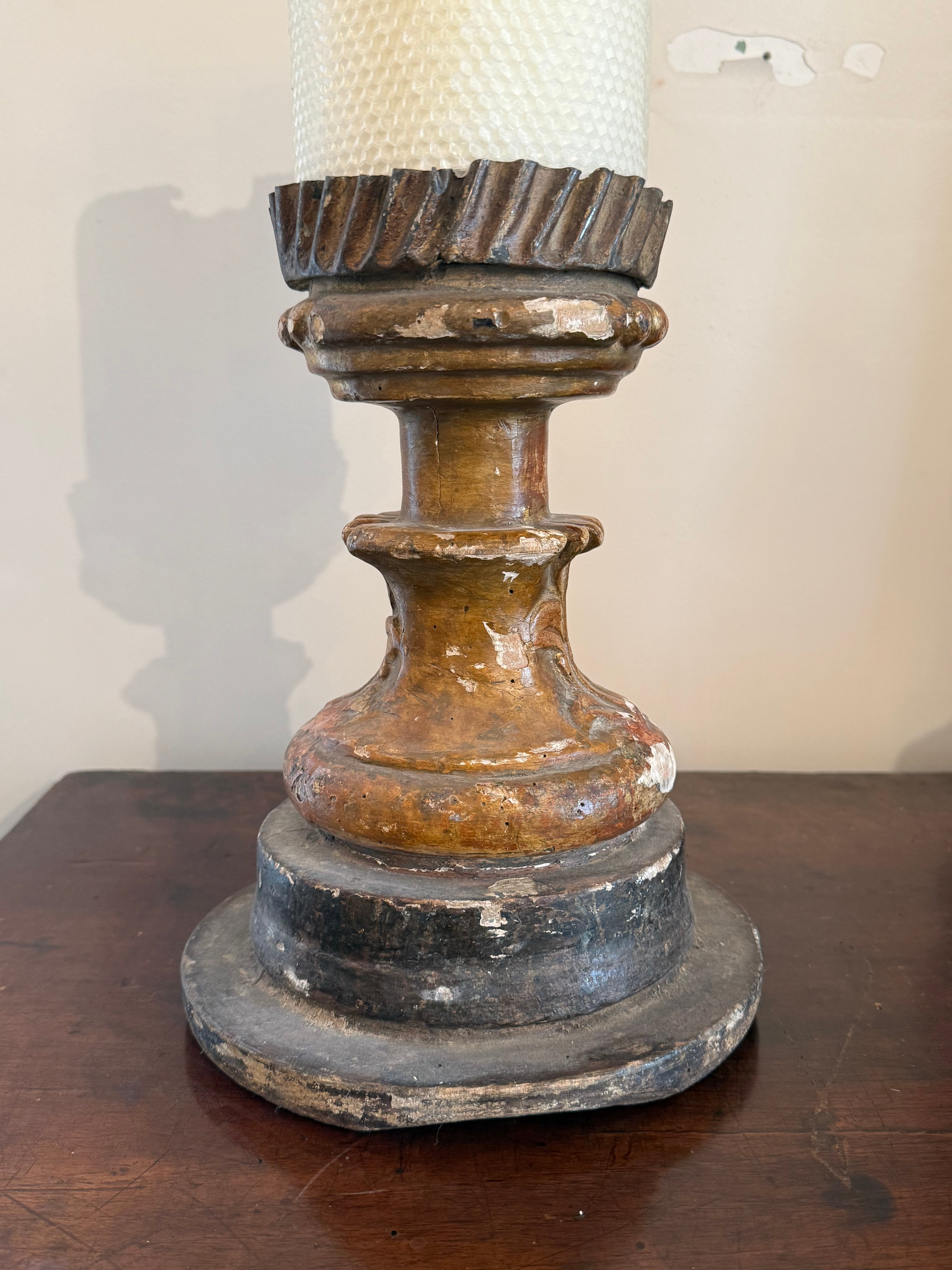 HOLD **Italian Wood Gilt Candle Stick c1820