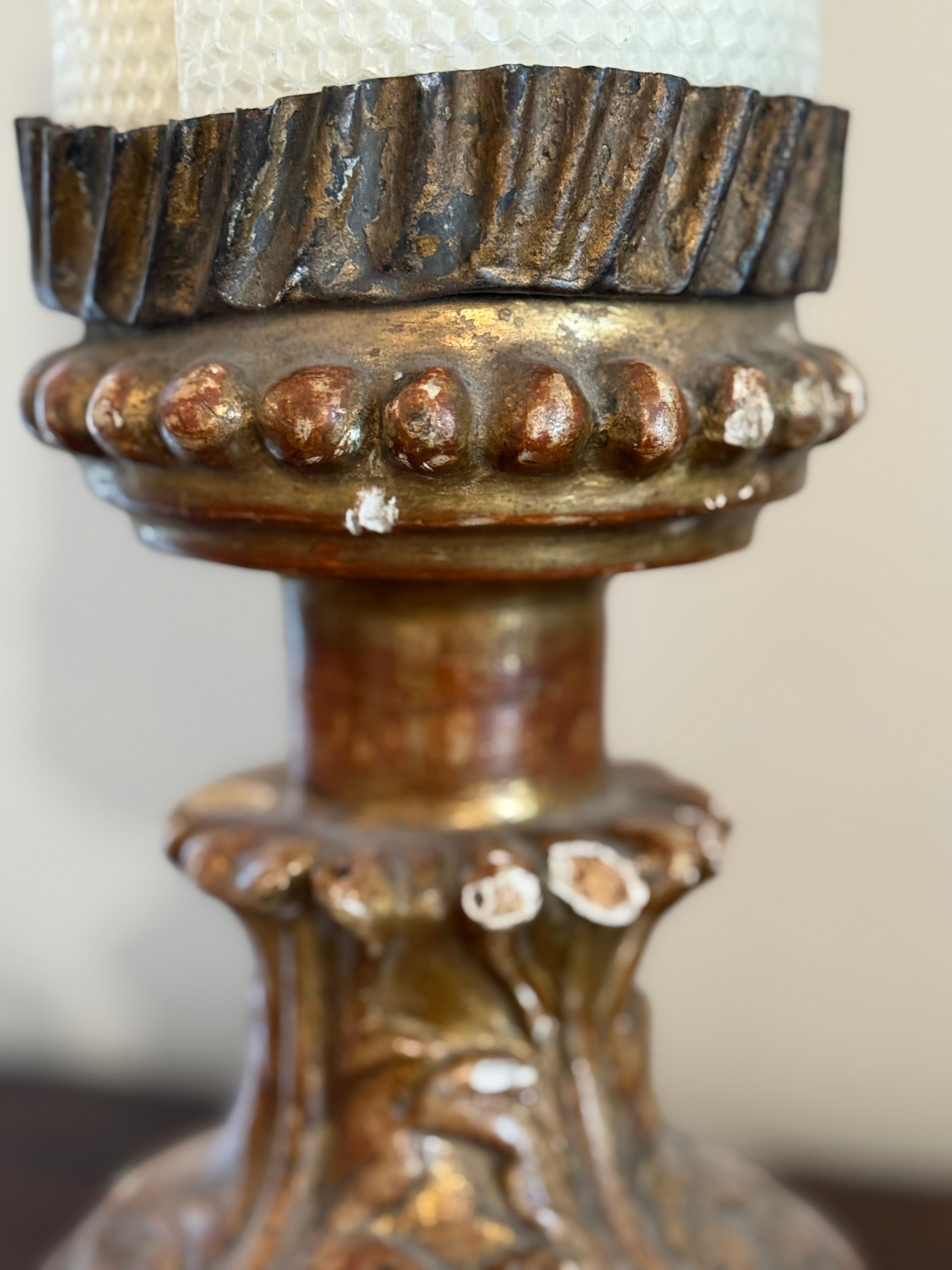 HOLD **Italian Wood Gilt Candle Stick c1820