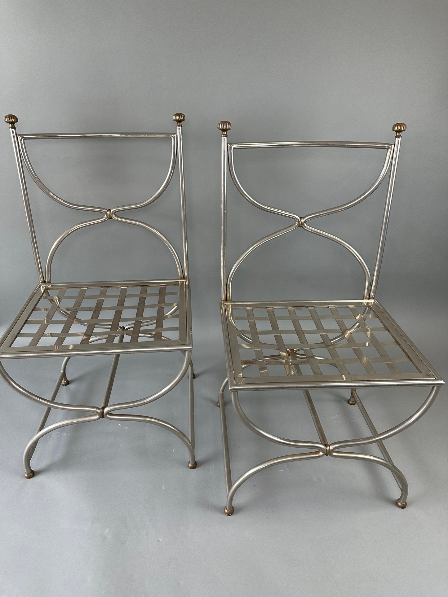 Midcentury Jansen Metal Chairs - Sold in Pairs