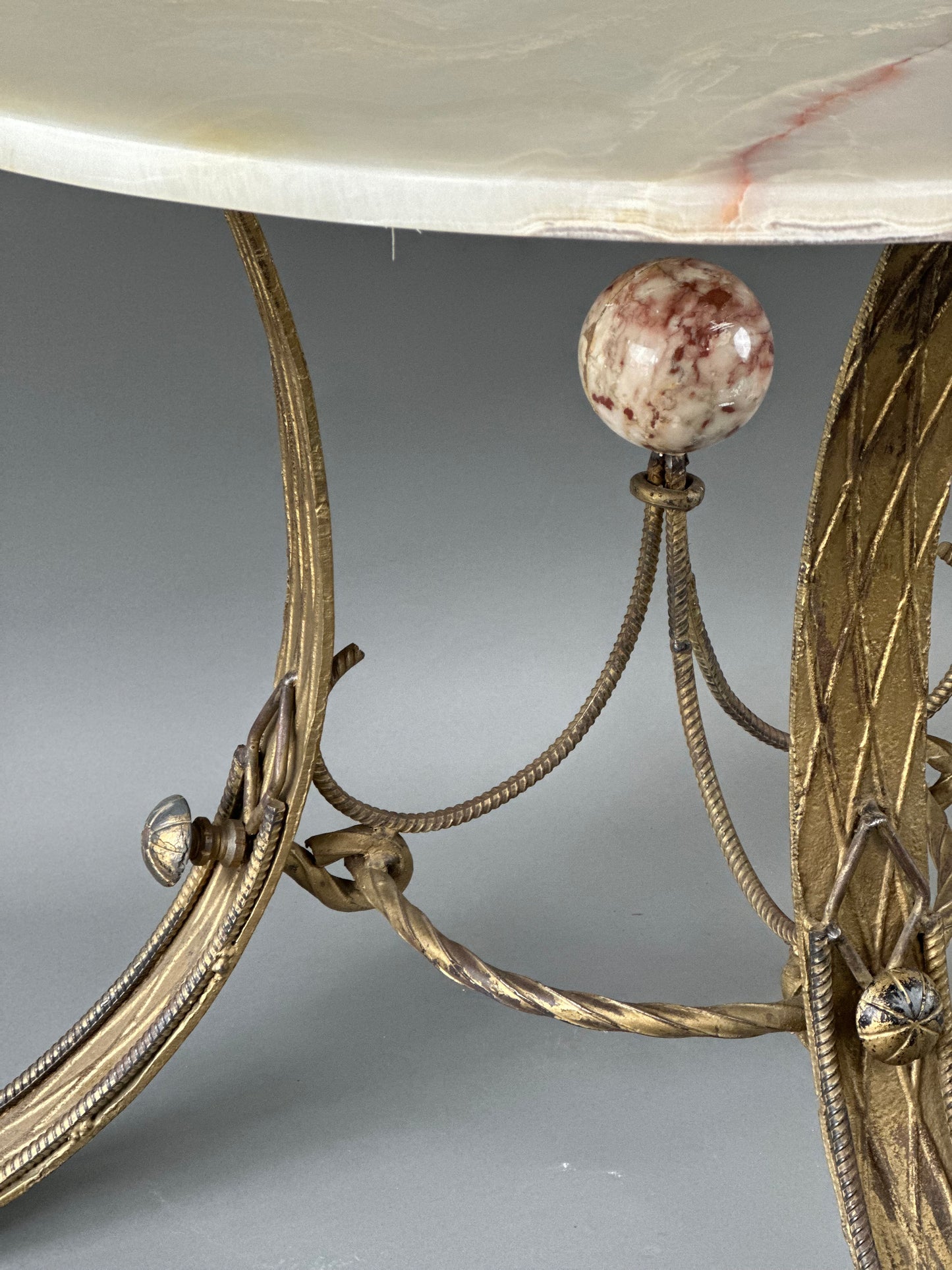 Gilded Iron Demi Lune Tables - Barcelona 1950s