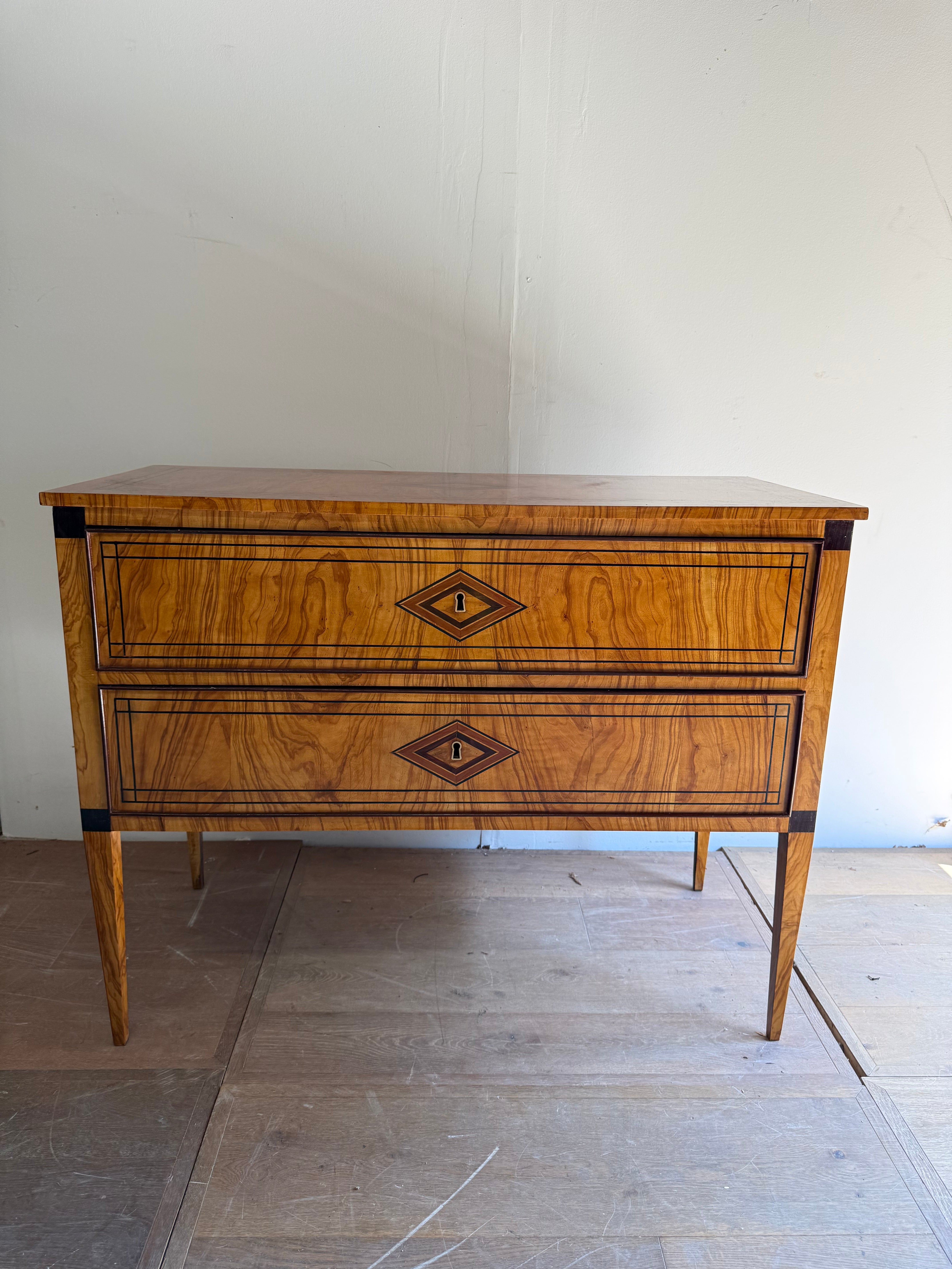 Satin Wood & Ebony Inlaid Italian Chest c1920