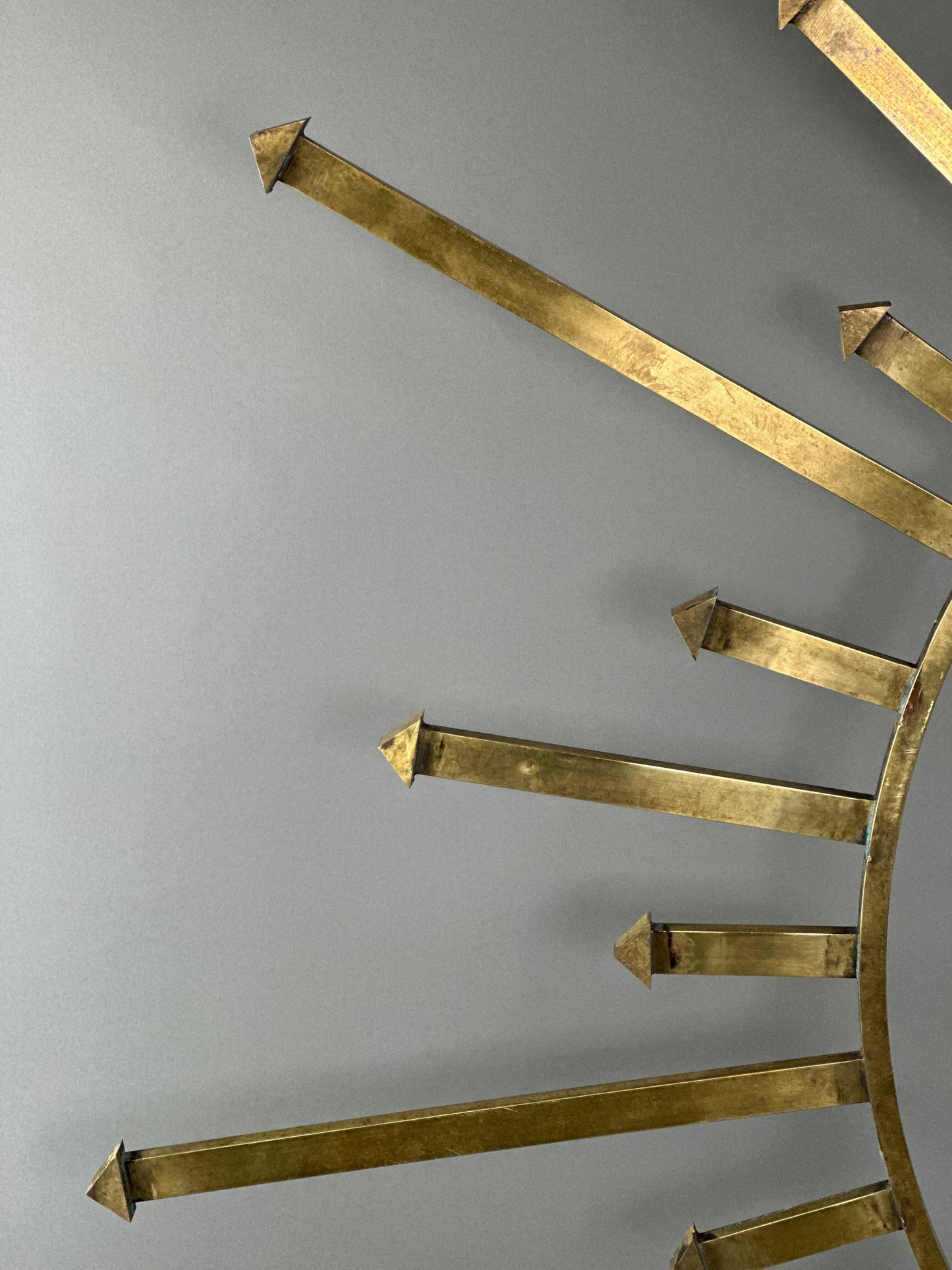 Spanish Brass Round Arrow Mirror - Midcentury