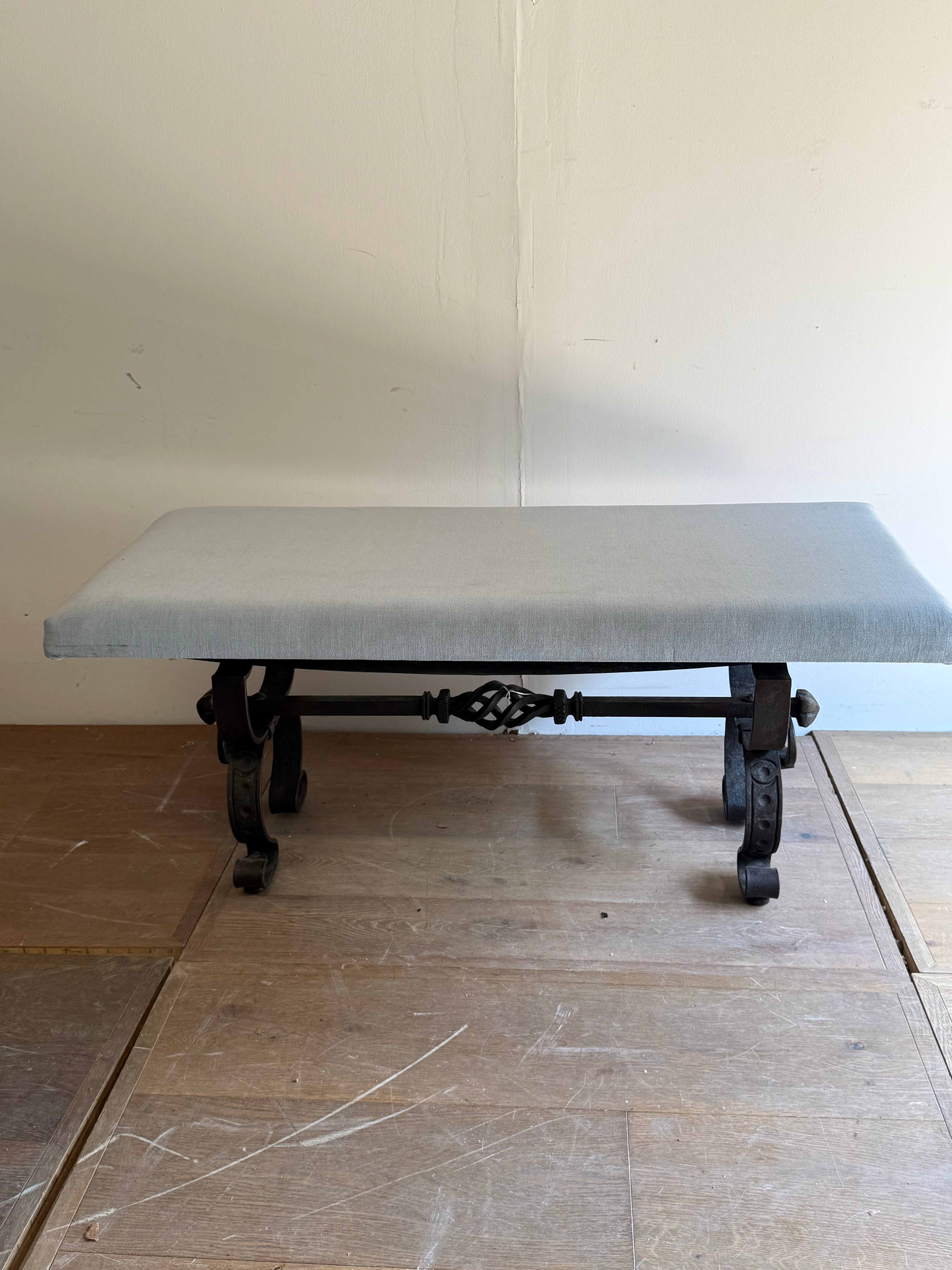 Spanish Hand Forged Iron Bench - 19th Century