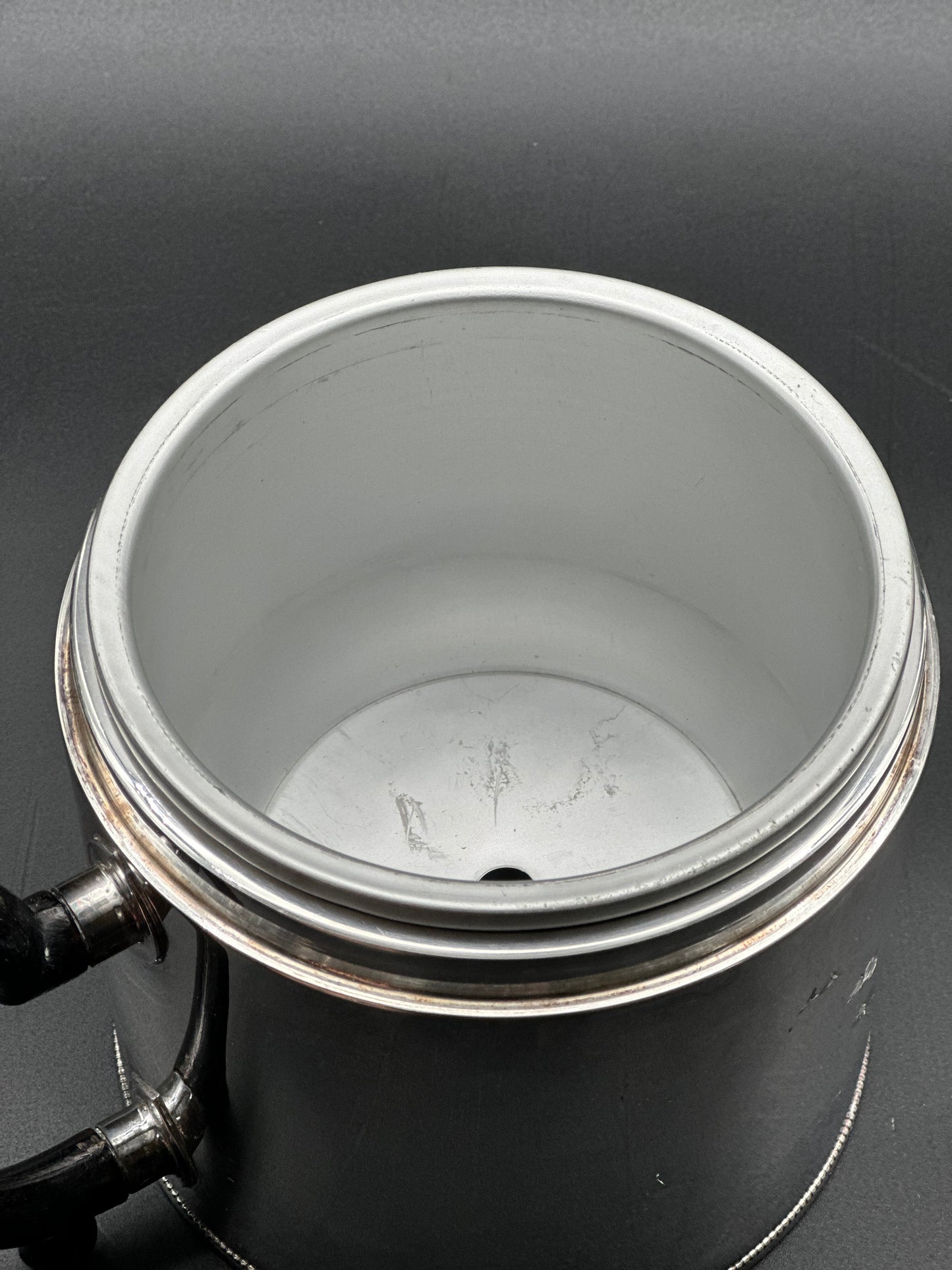 French Silver Plated Ice Bucket With Wooden Handle - Fish