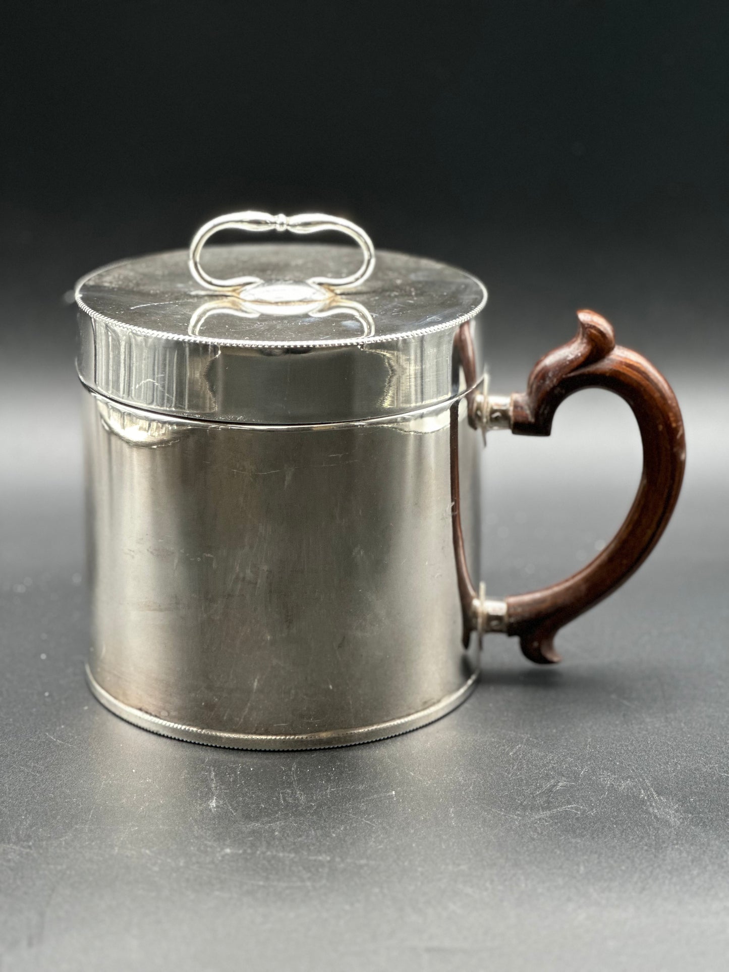 French Silver Plated Ice Bucket With Wooden Handle  - Midcentury