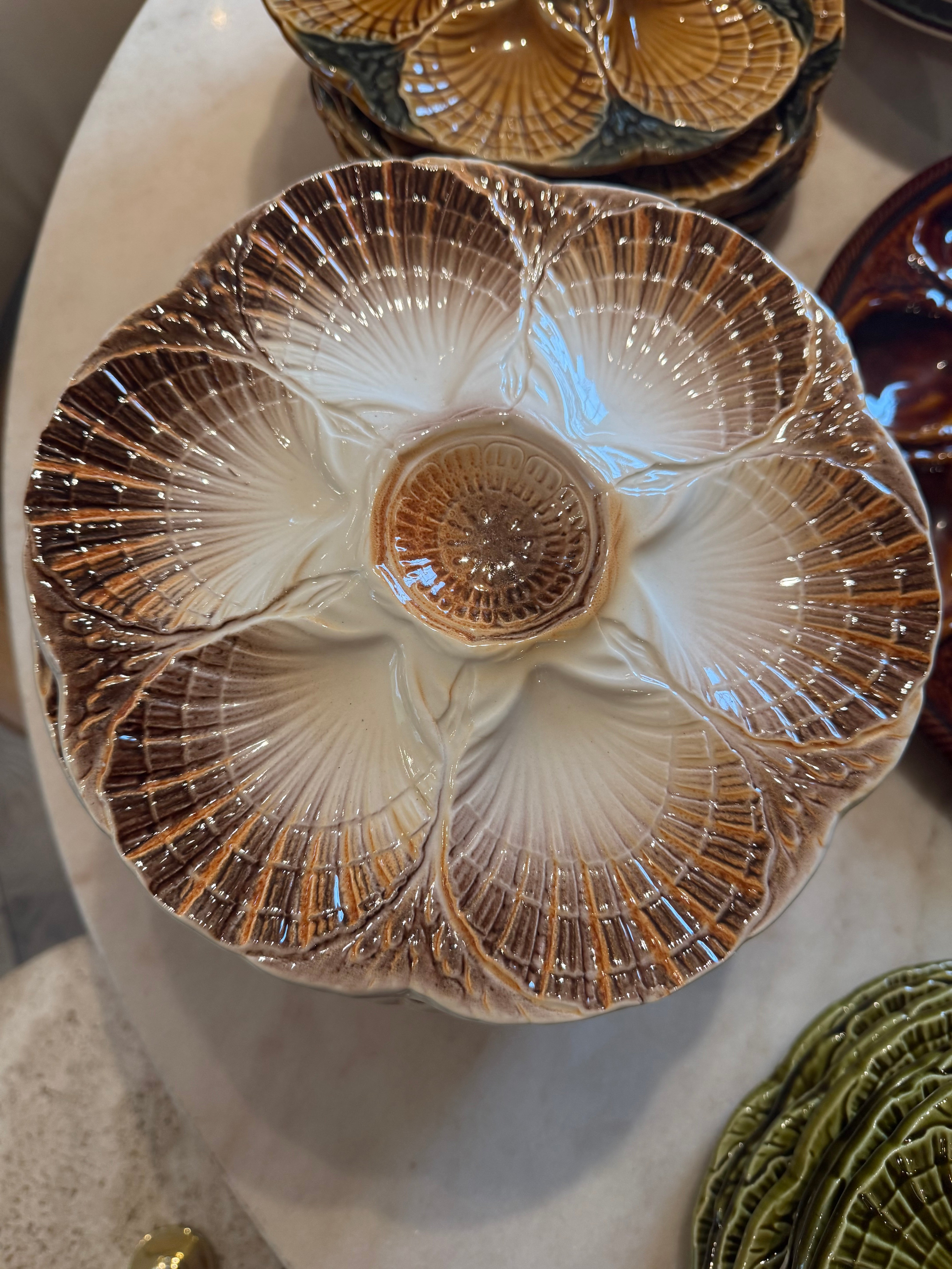 French Sarreguemines Oyster Plates