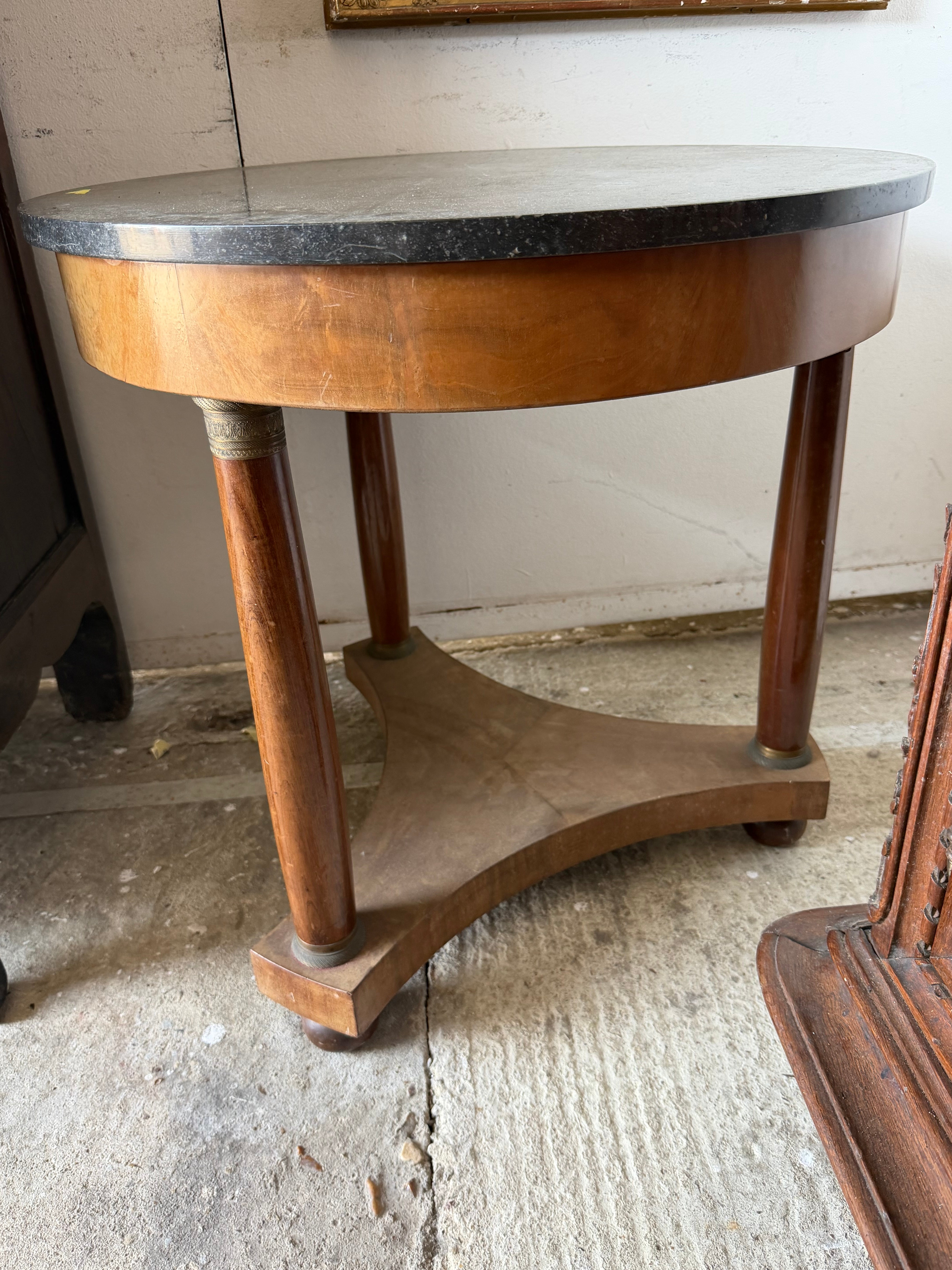 Mahogany Empire Marble Top Table - France c1840