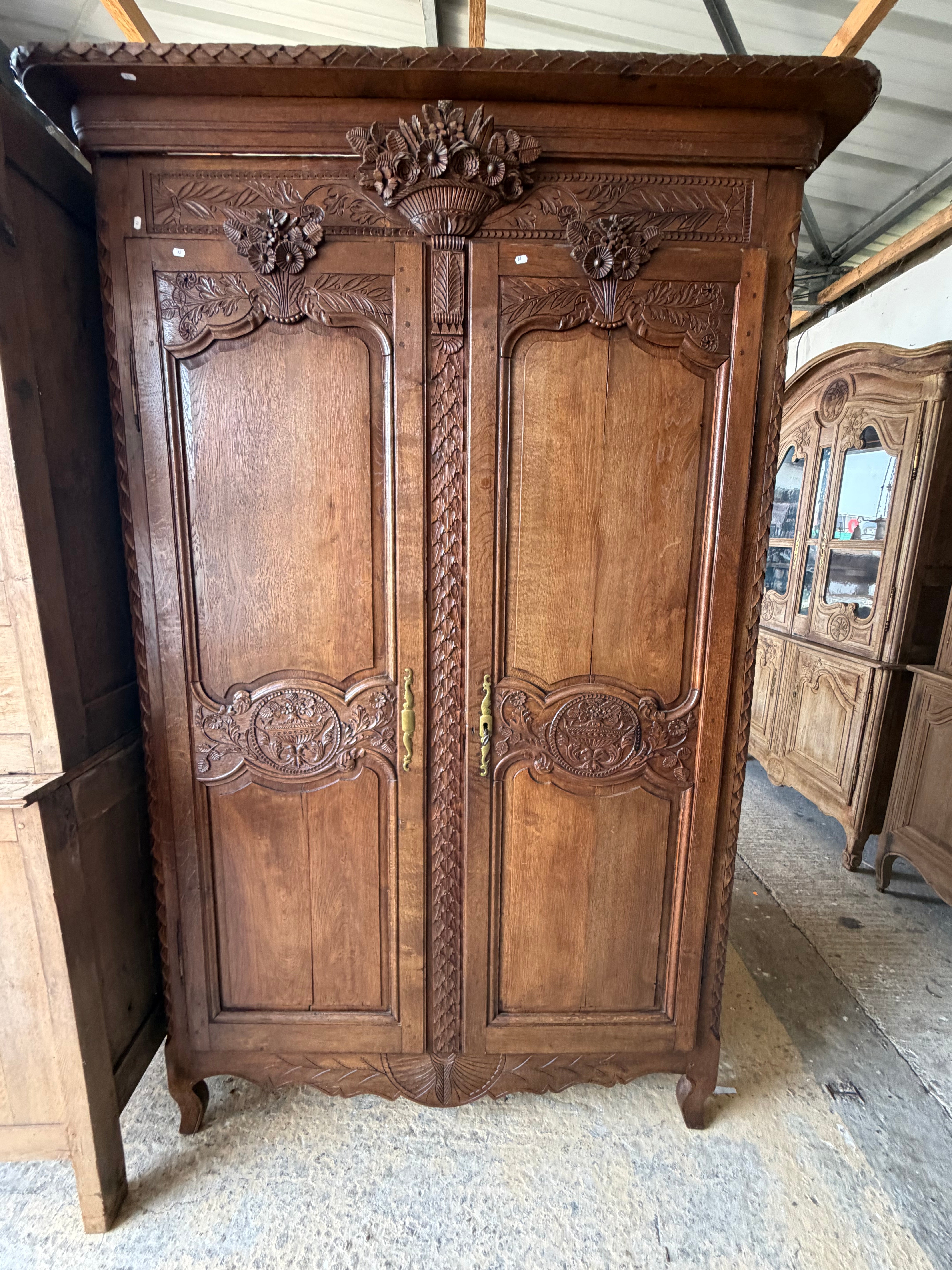 French Carved Oak Armoire