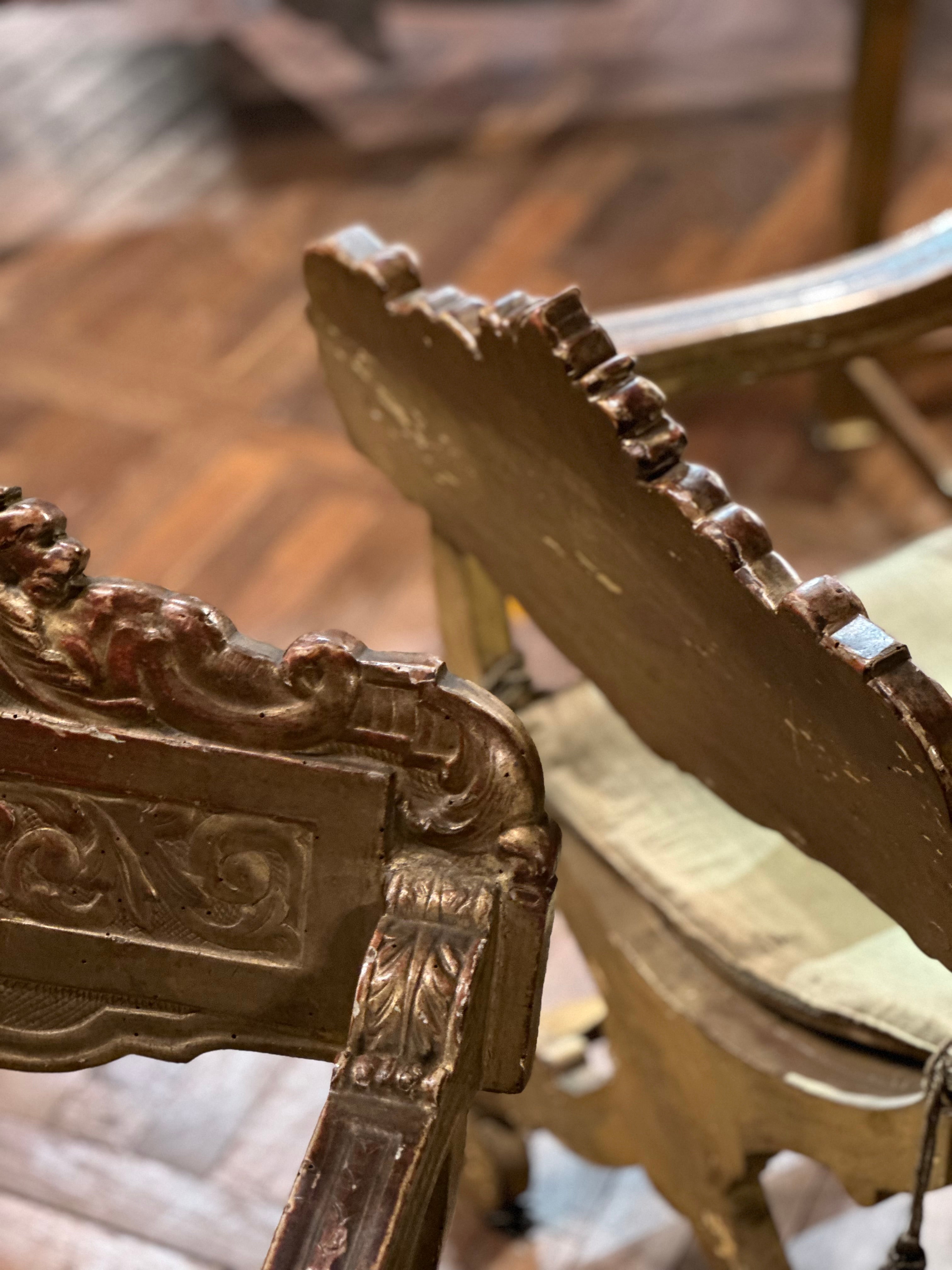 Pair of French Gilt Wood Side Chairs c1800