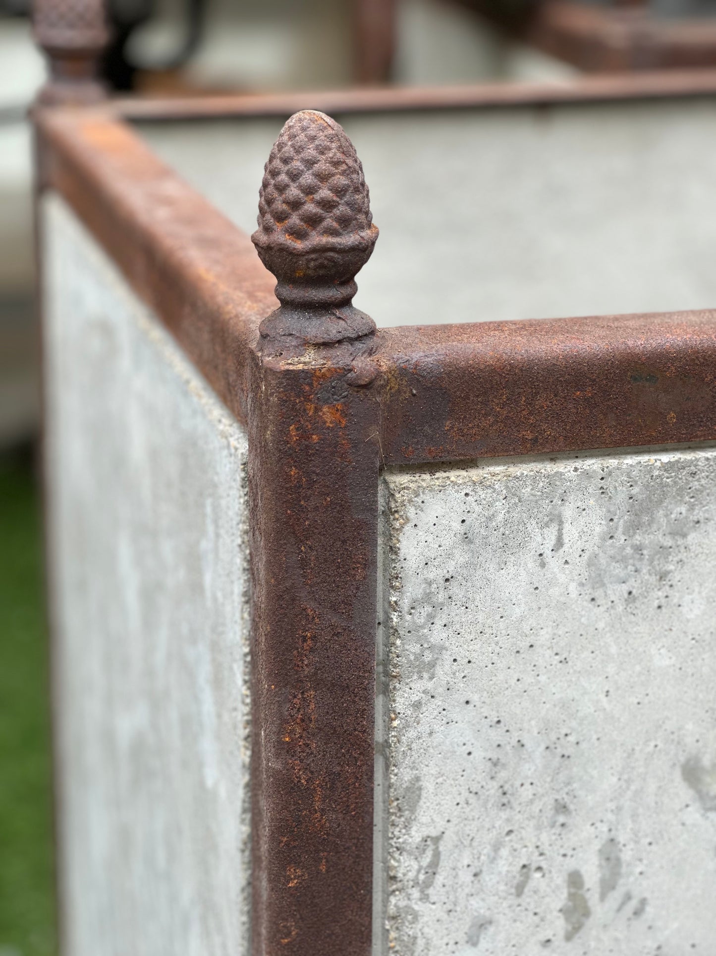 French Concrete Planters  With Iron Detail