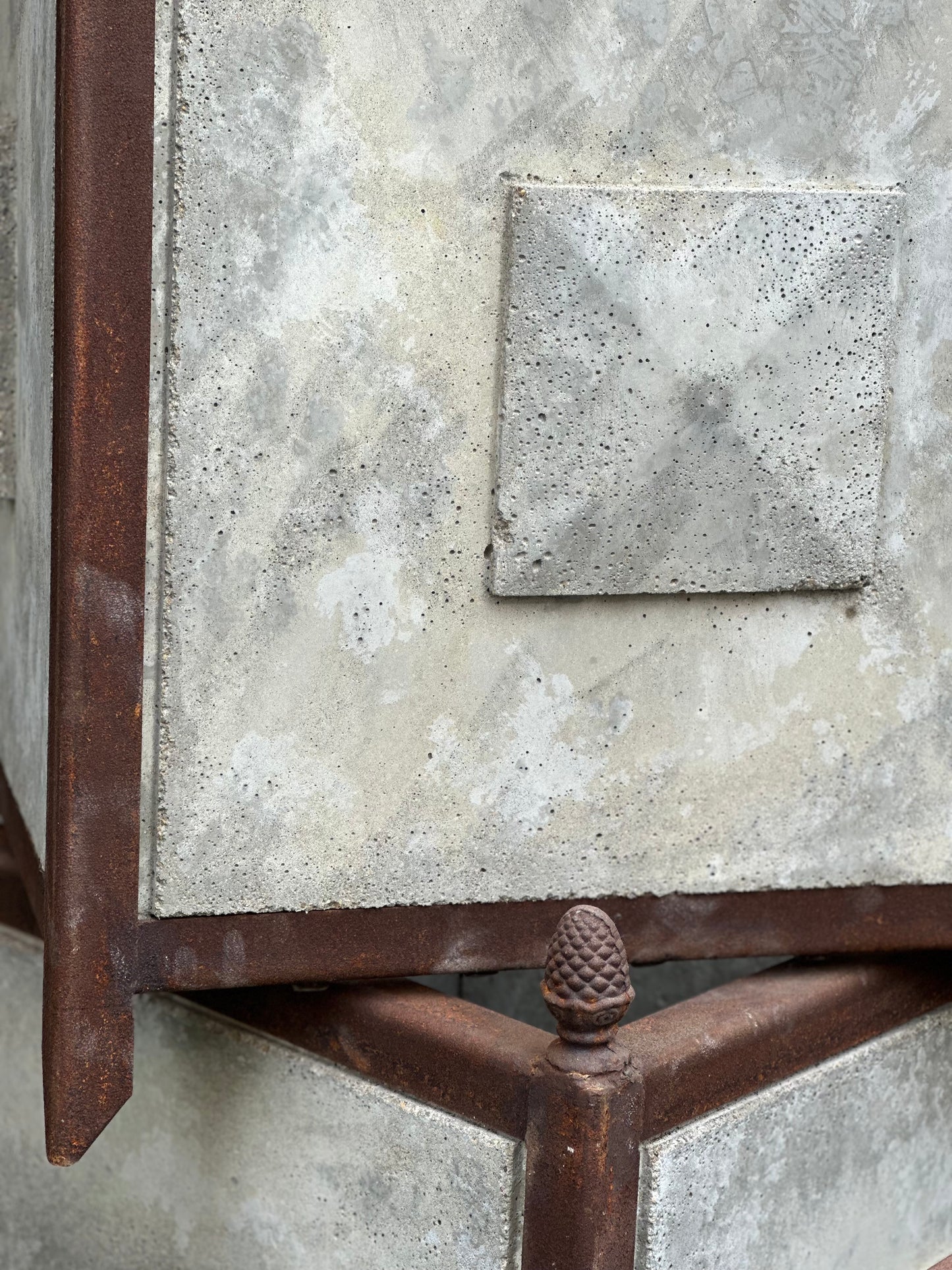 French Concrete Planters  With Iron Detail