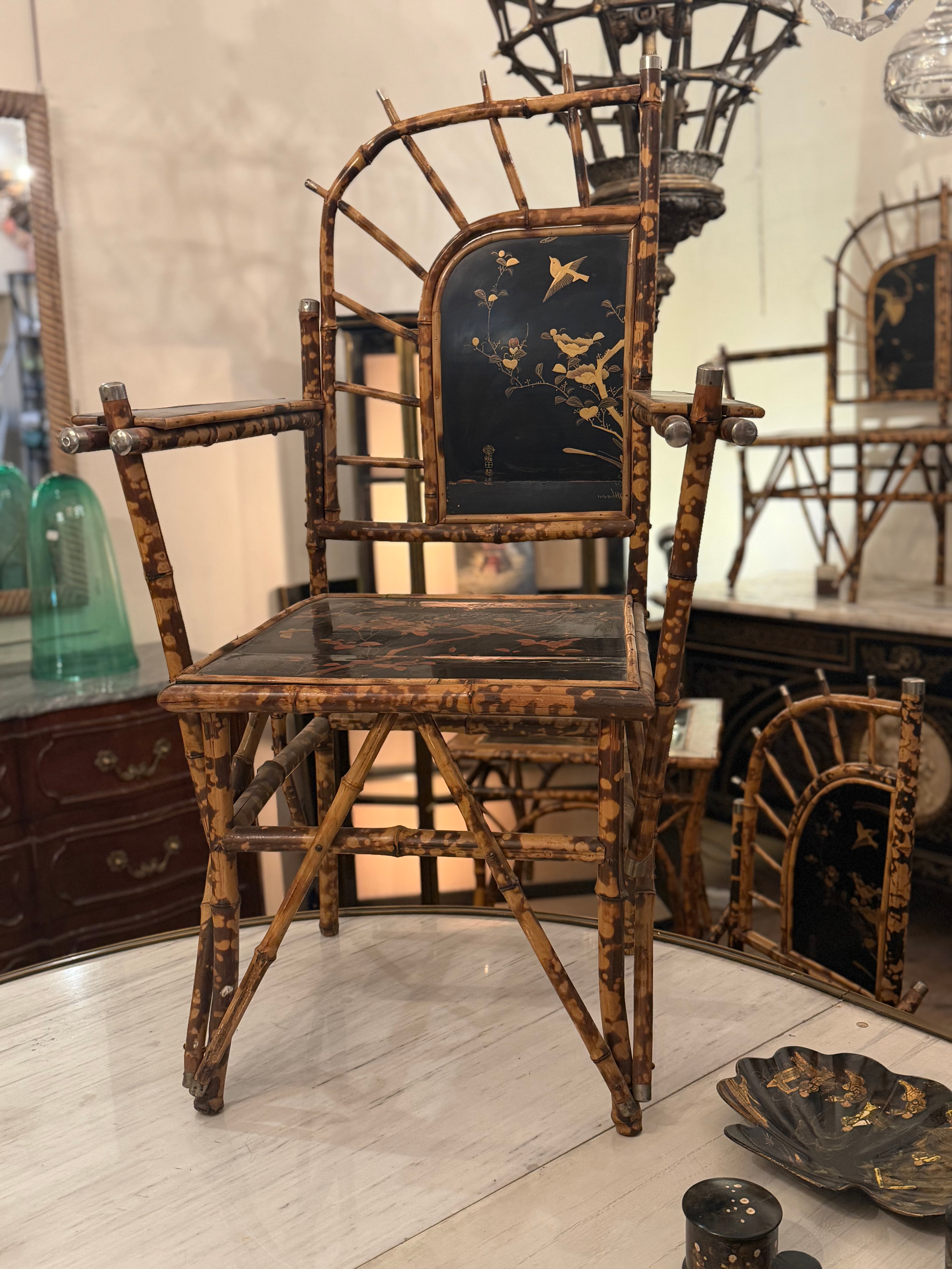 Bamboo Chinoiserie Arched Arm Chairs - Perret et Vibert Paris