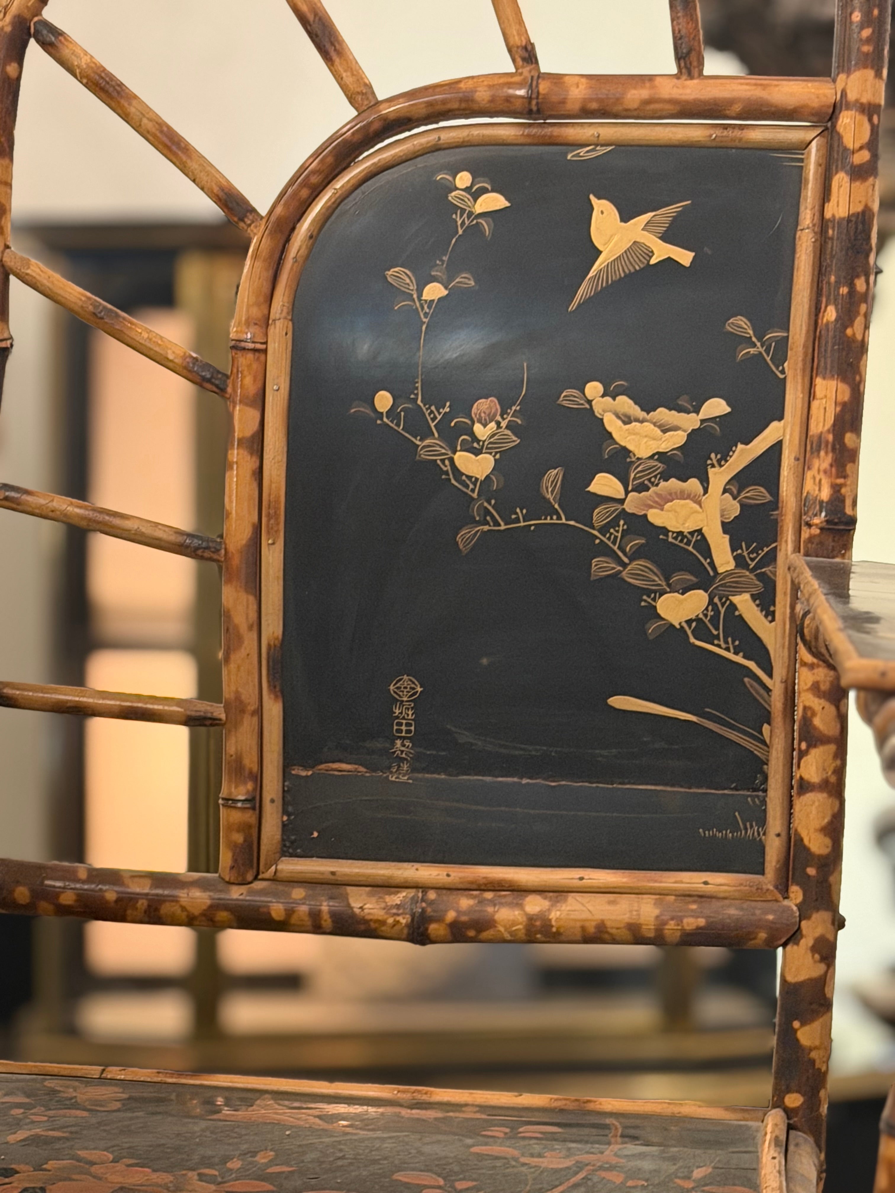 Bamboo Chinoiserie Arched Arm Chairs - Perret et Vibert Paris