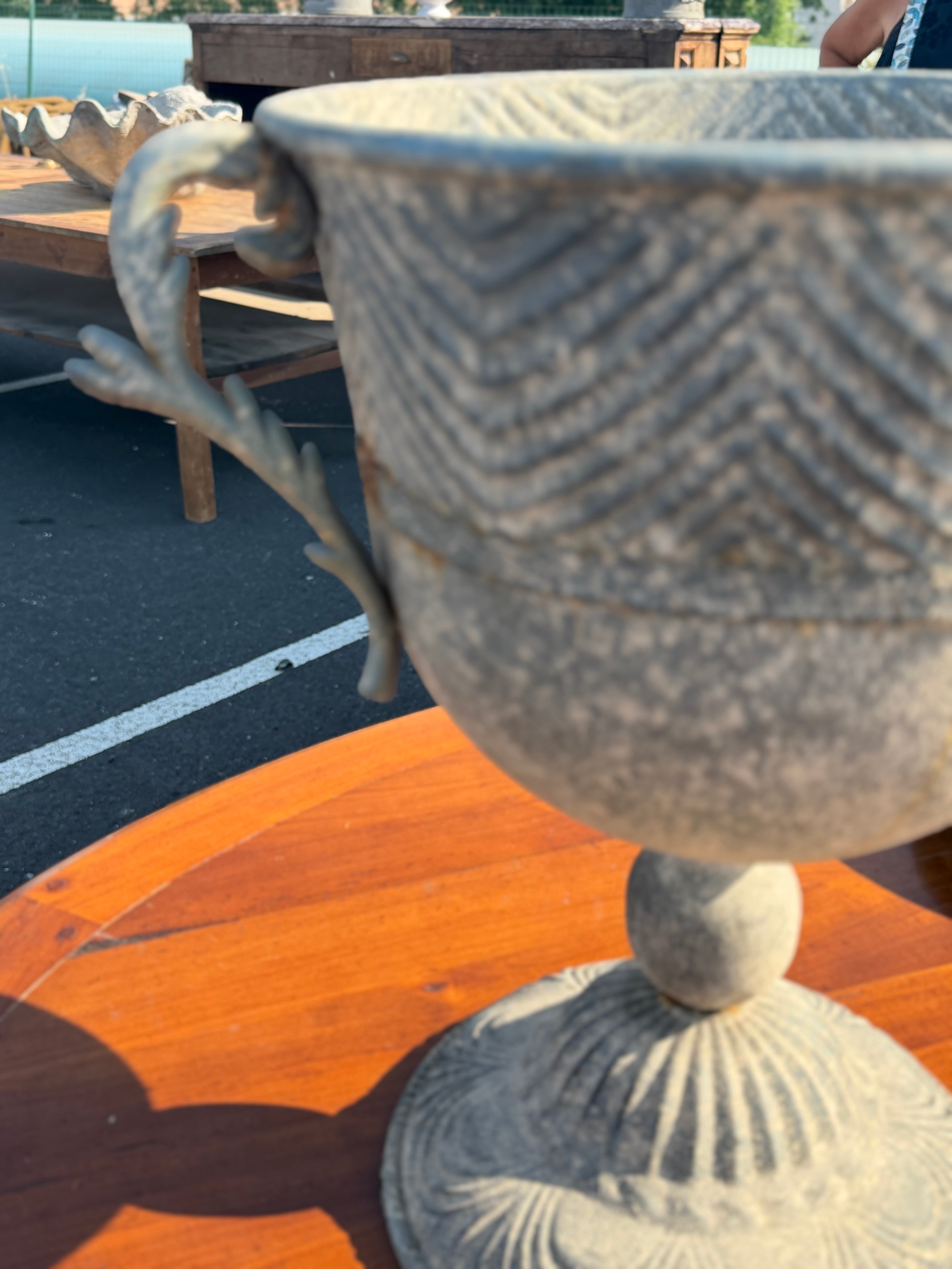 Metal Urns With Acanthus Leaf Arms - France