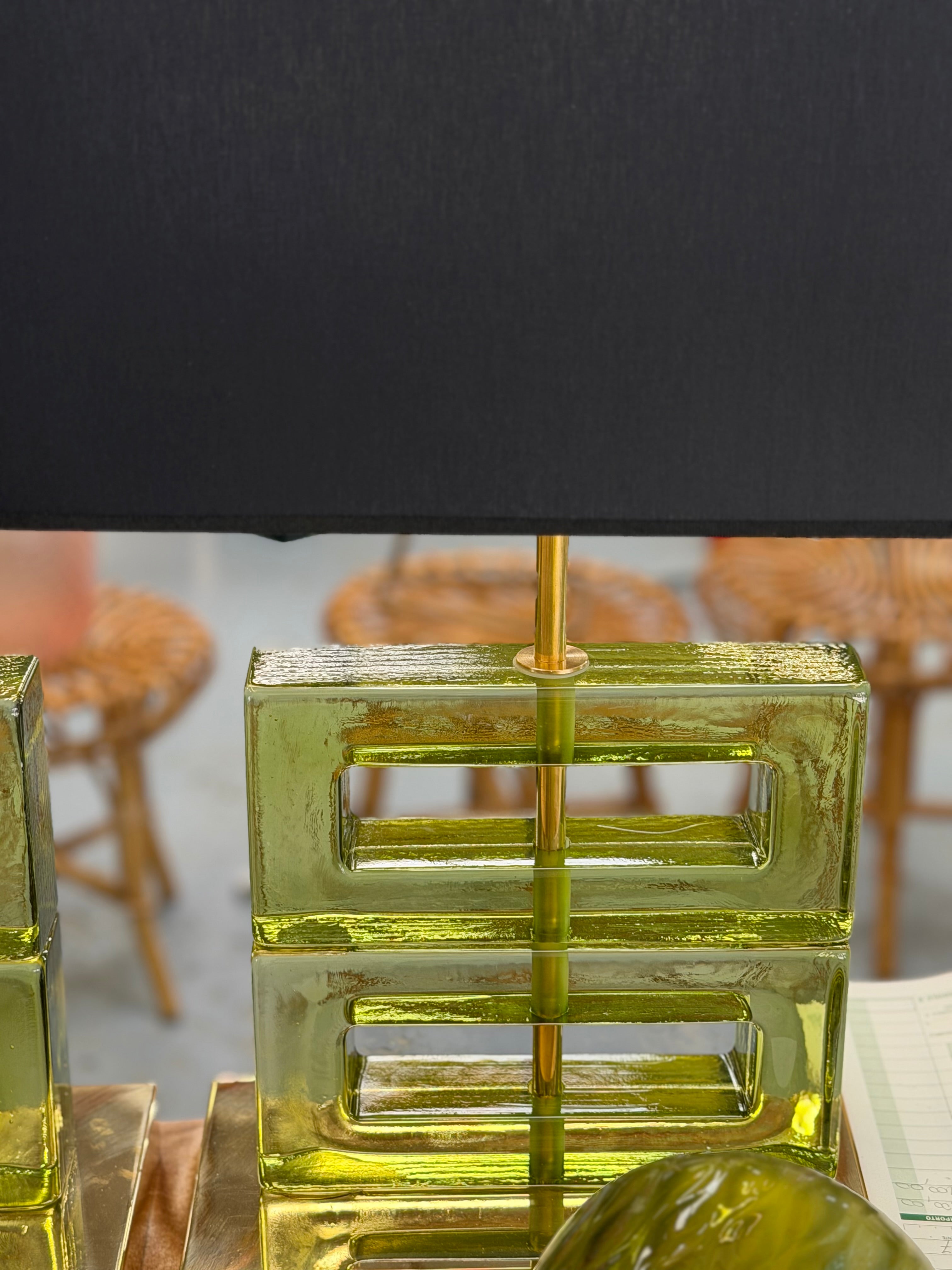 Murano Lamp With Brass Shade - Verde