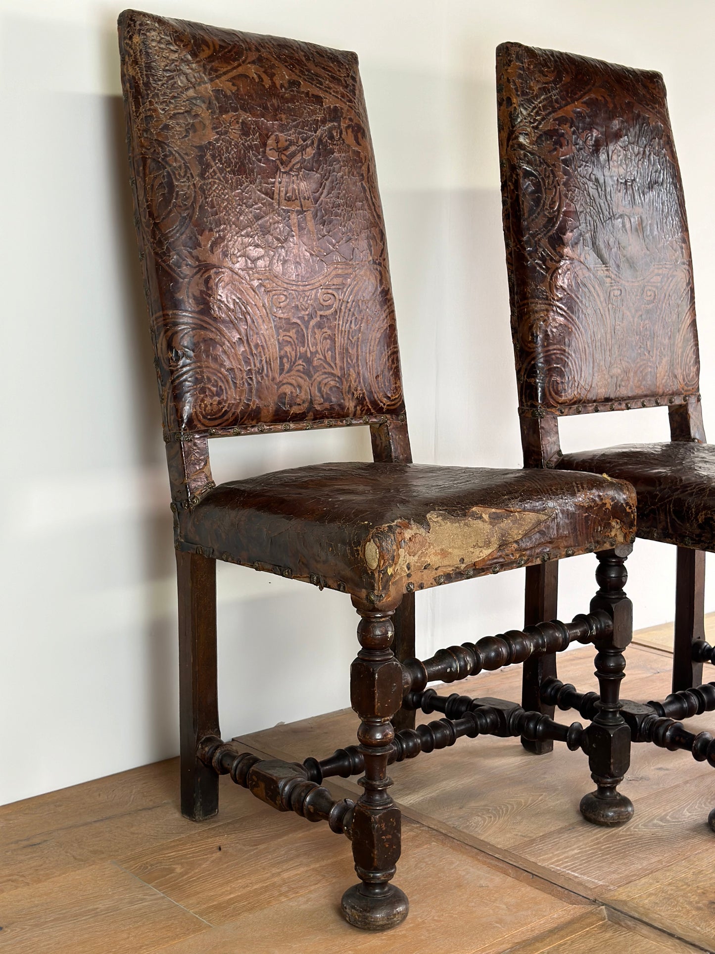 Italian Tooled Leather Chair 18th Century