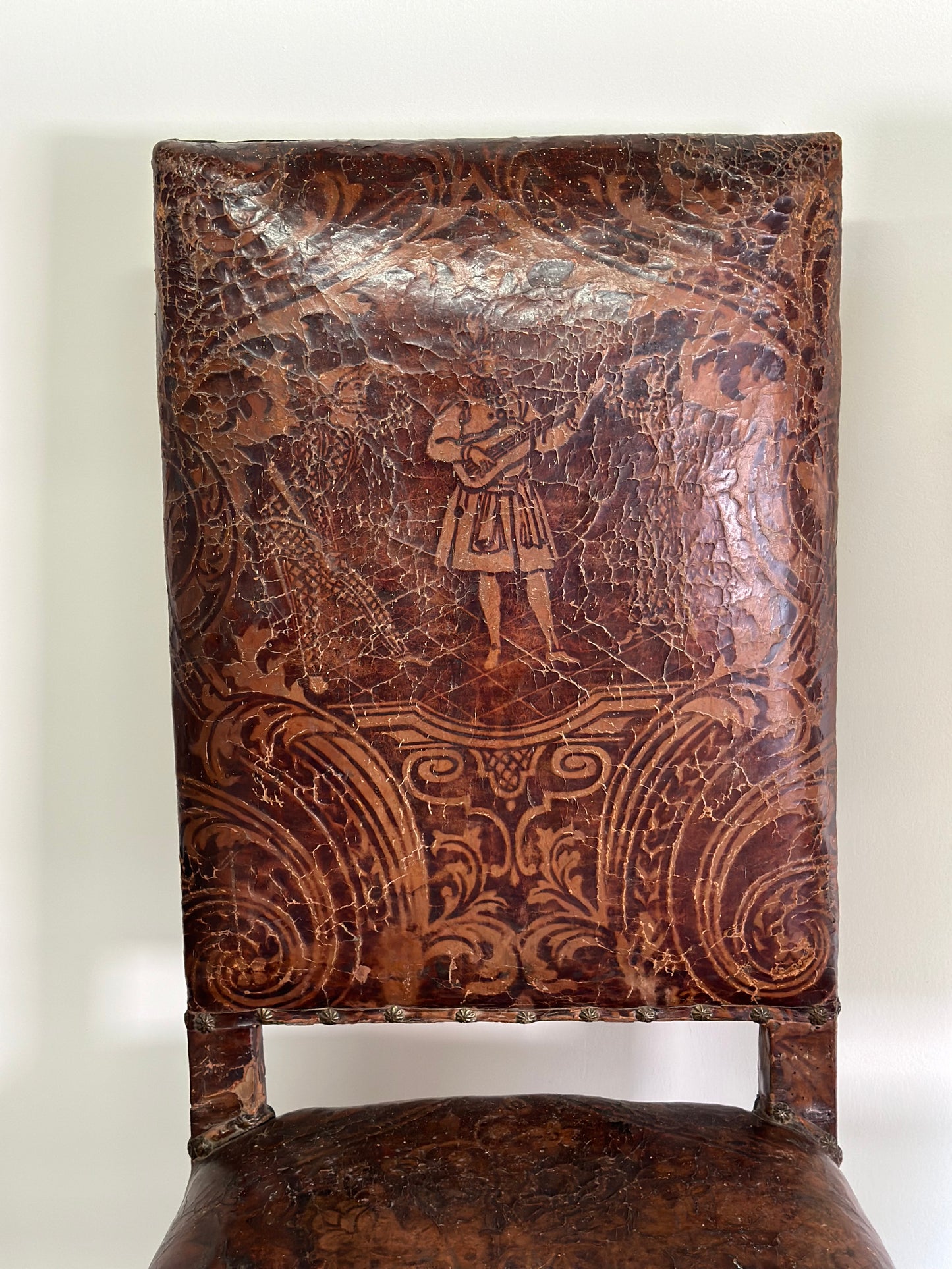 Italian Tooled Leather Chair 18th Century