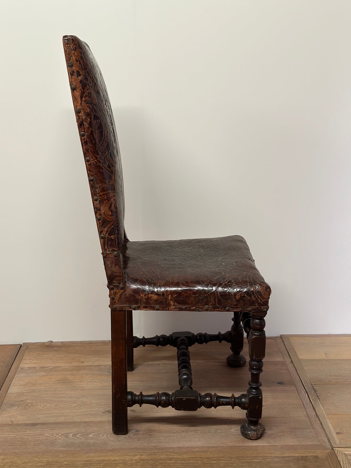 Italian Tooled Leather Chair 18th Century